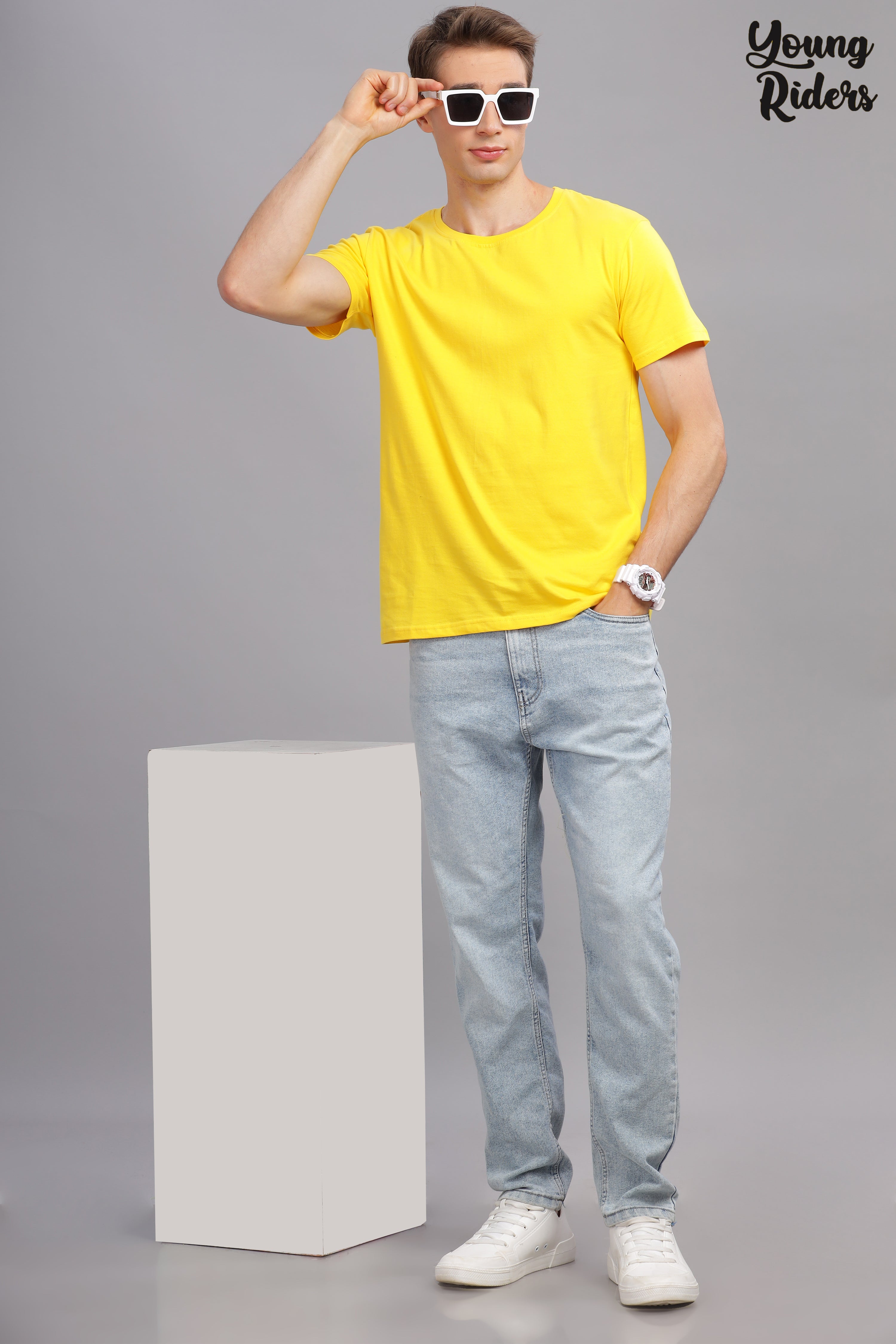 Yellow Plain Regular T-Shirt