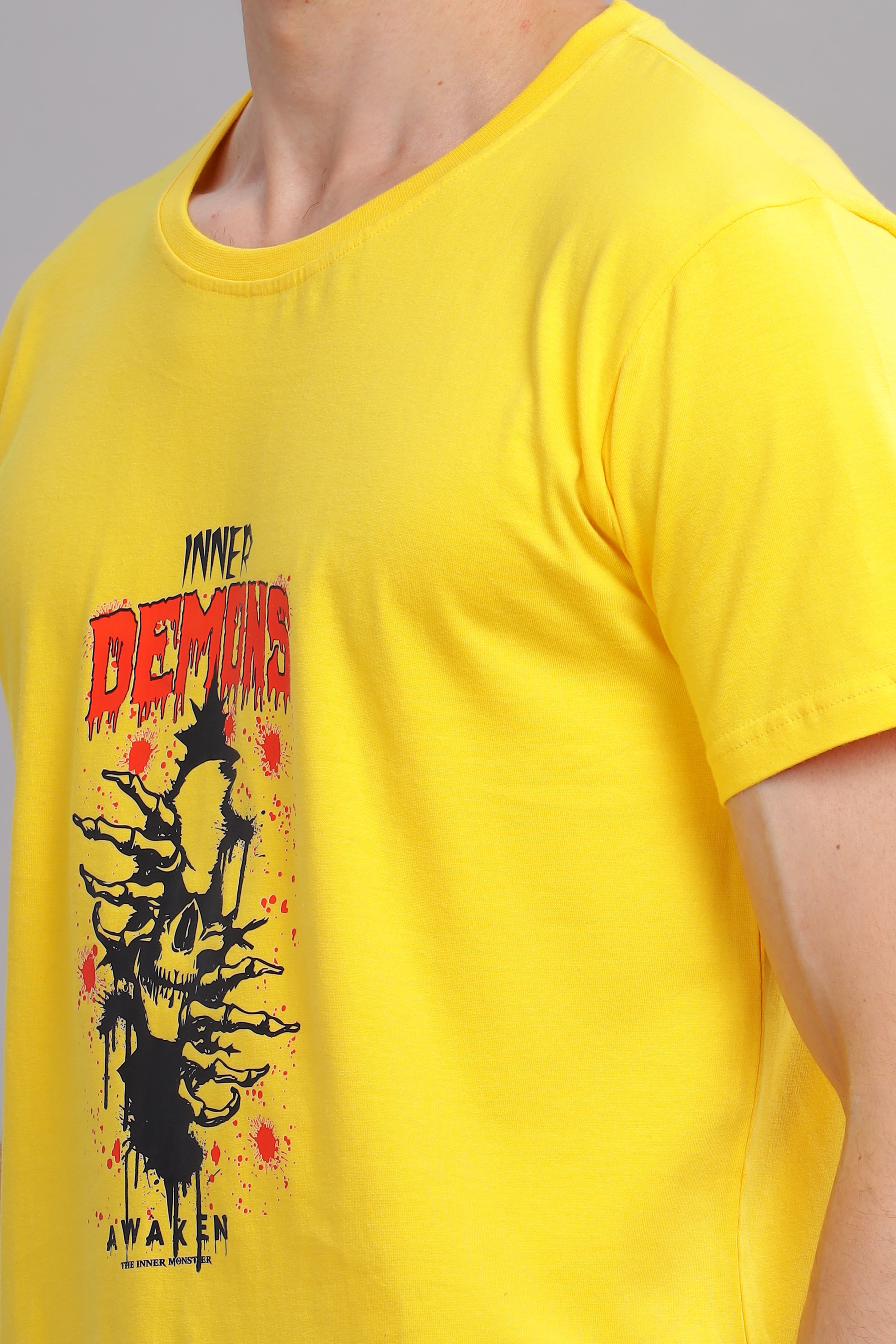 Yellow - Demon Printed T-shirt