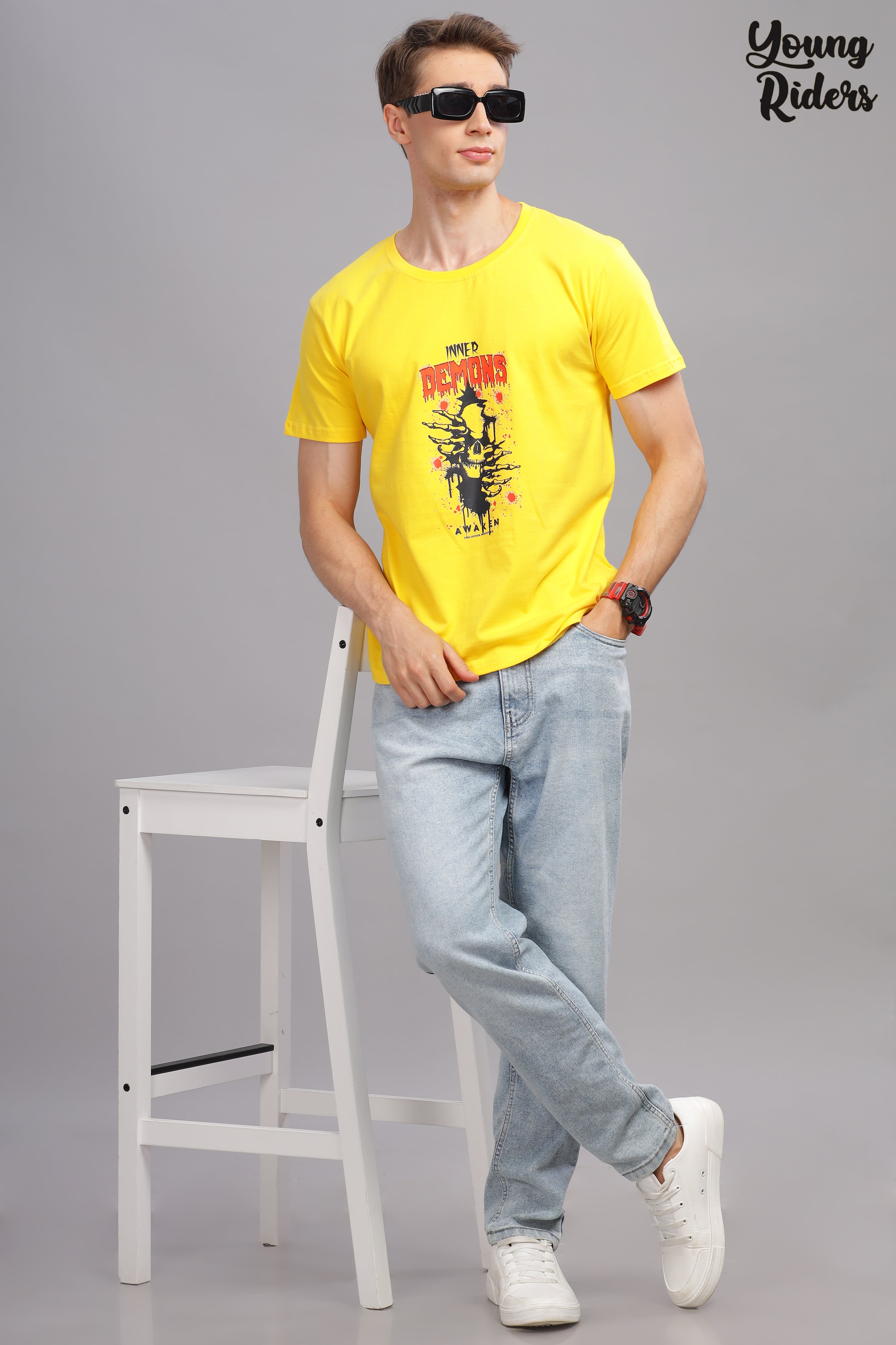 Yellow - Demon Printed T-shirt