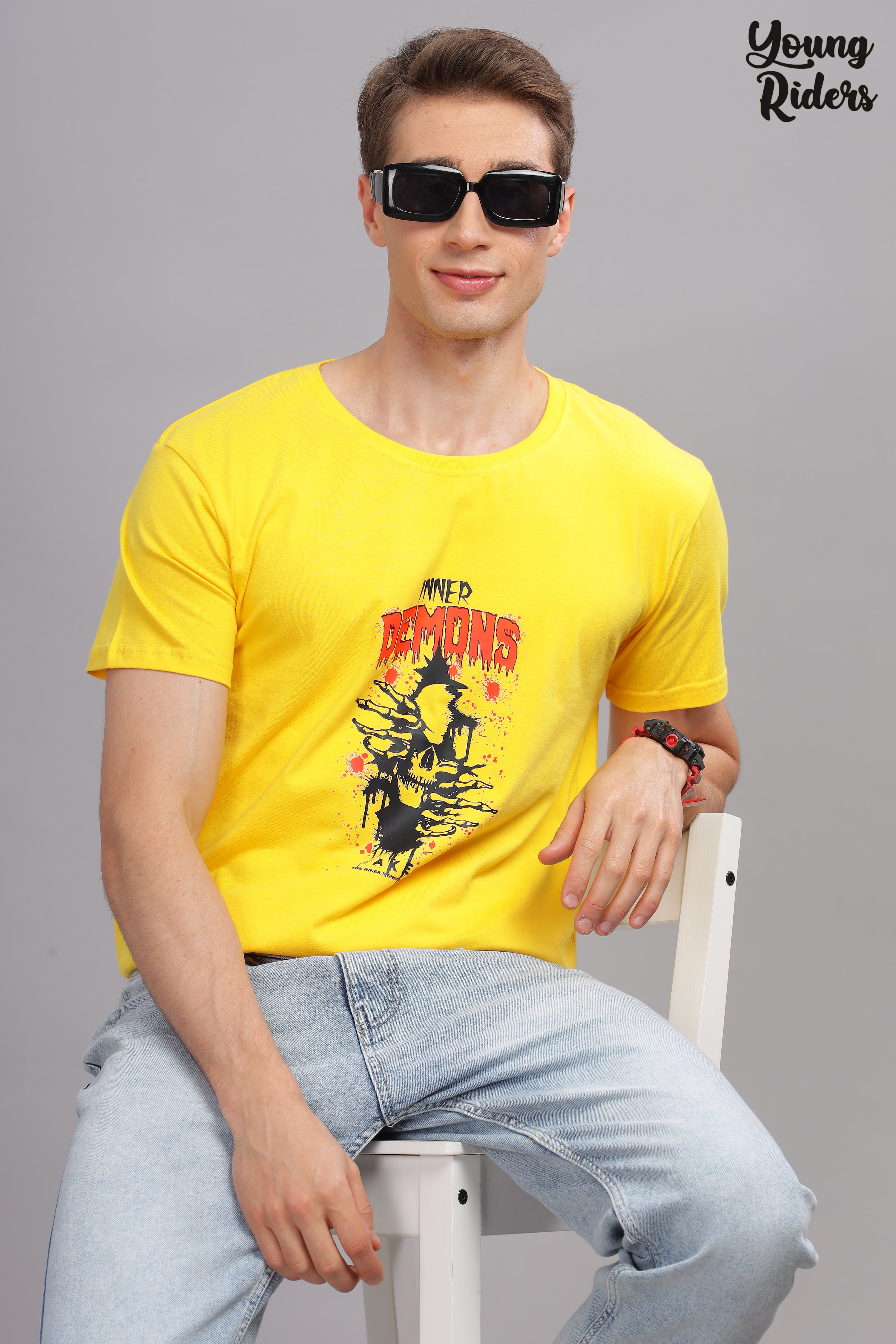 Yellow - Demon Printed T-shirt