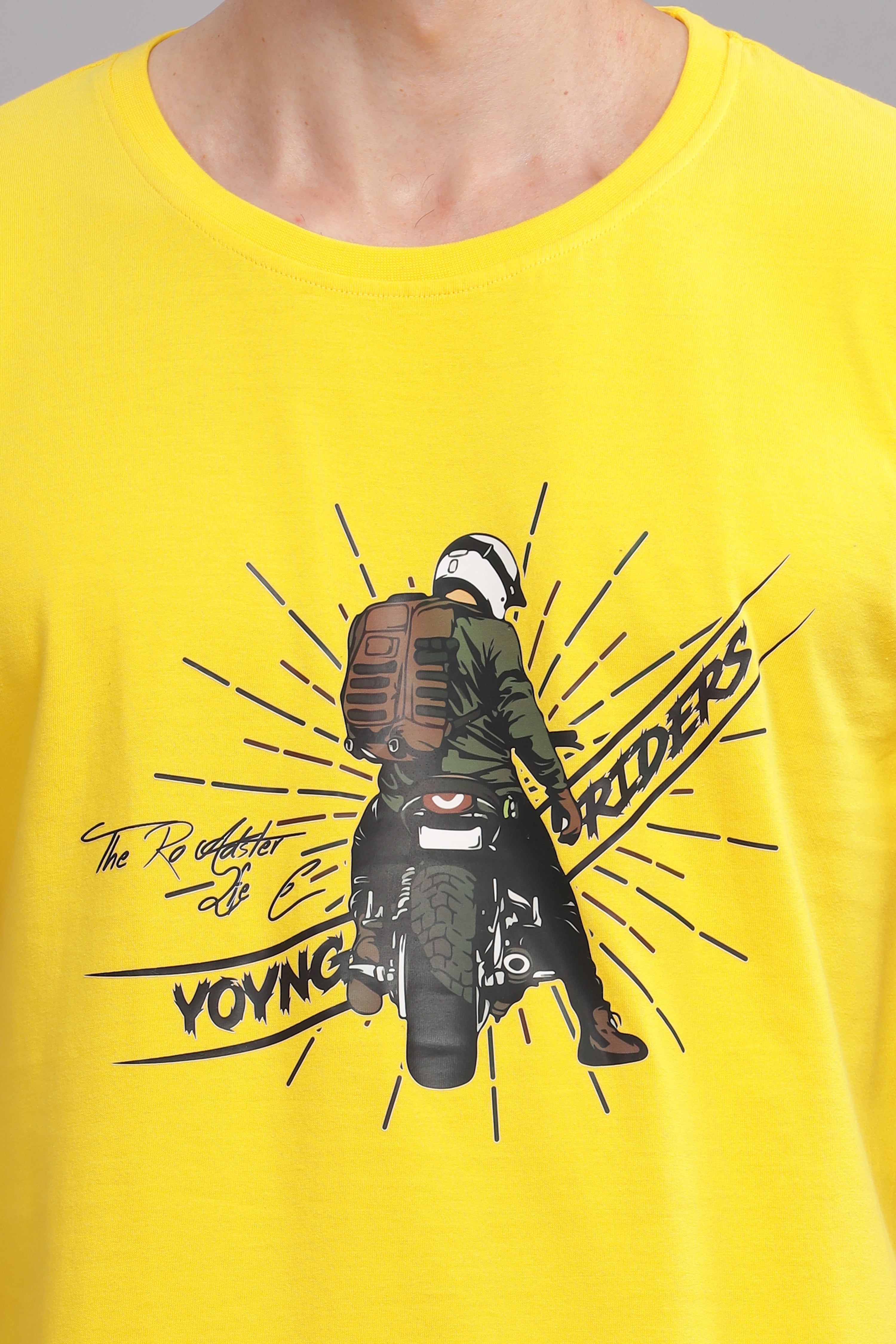 Yellow - Cool Bike Rider Printed T-shirt