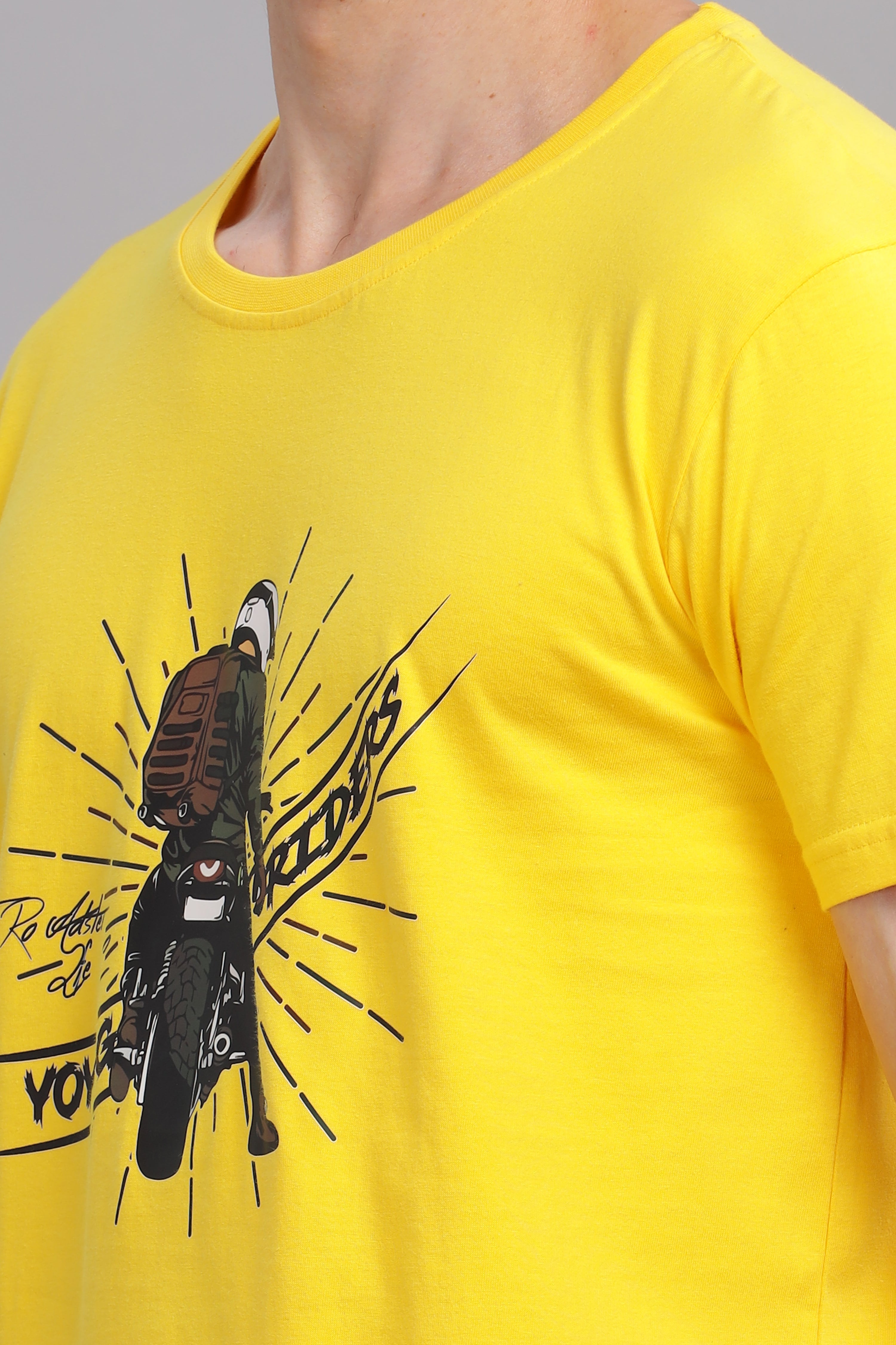 Yellow - Cool Bike Rider Printed T-shirt