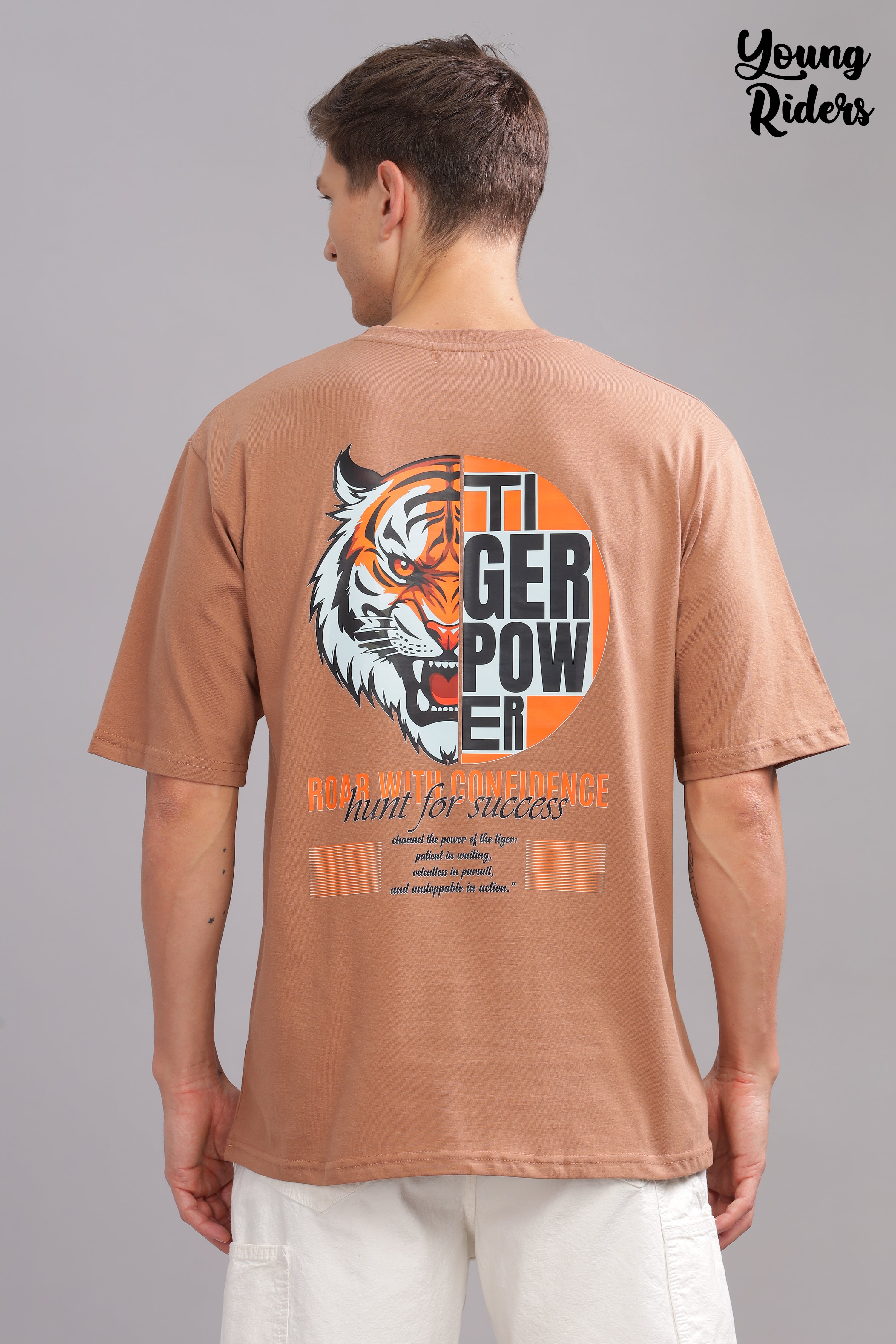 Brown - Tiger Power Printed T-shirt