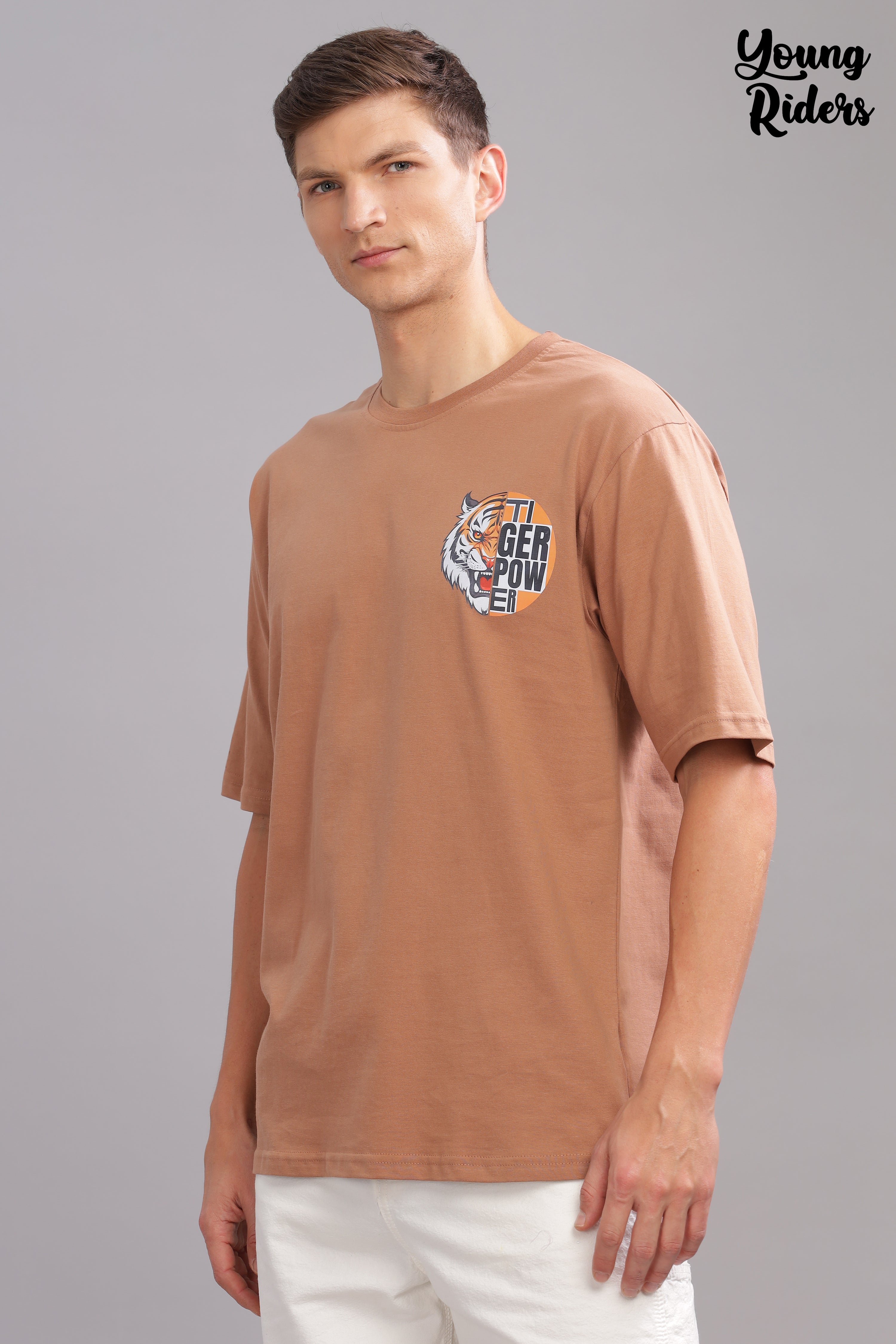 Brown - Tiger Power Printed T-shirt