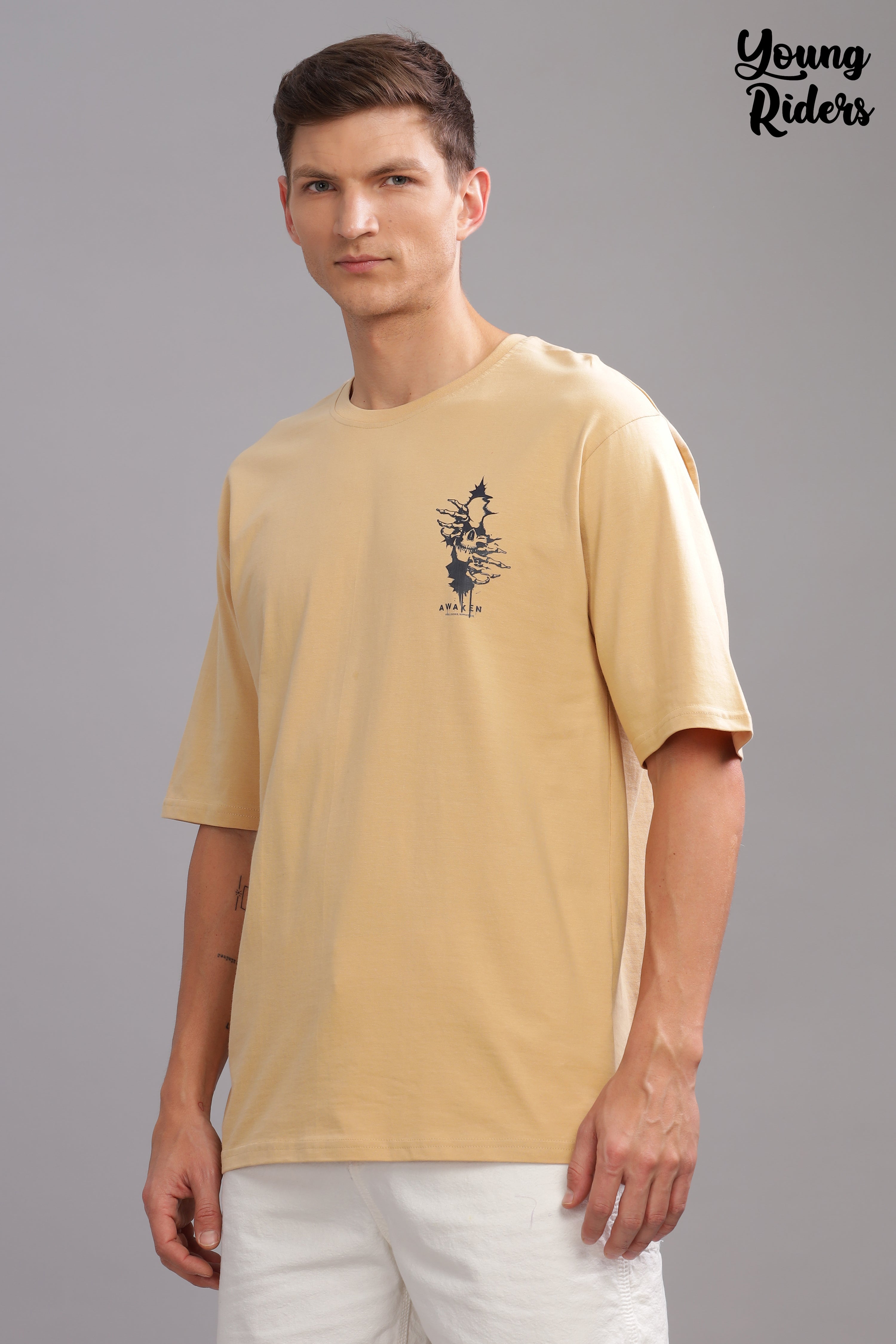 Beige - Demon Printed T-shirt