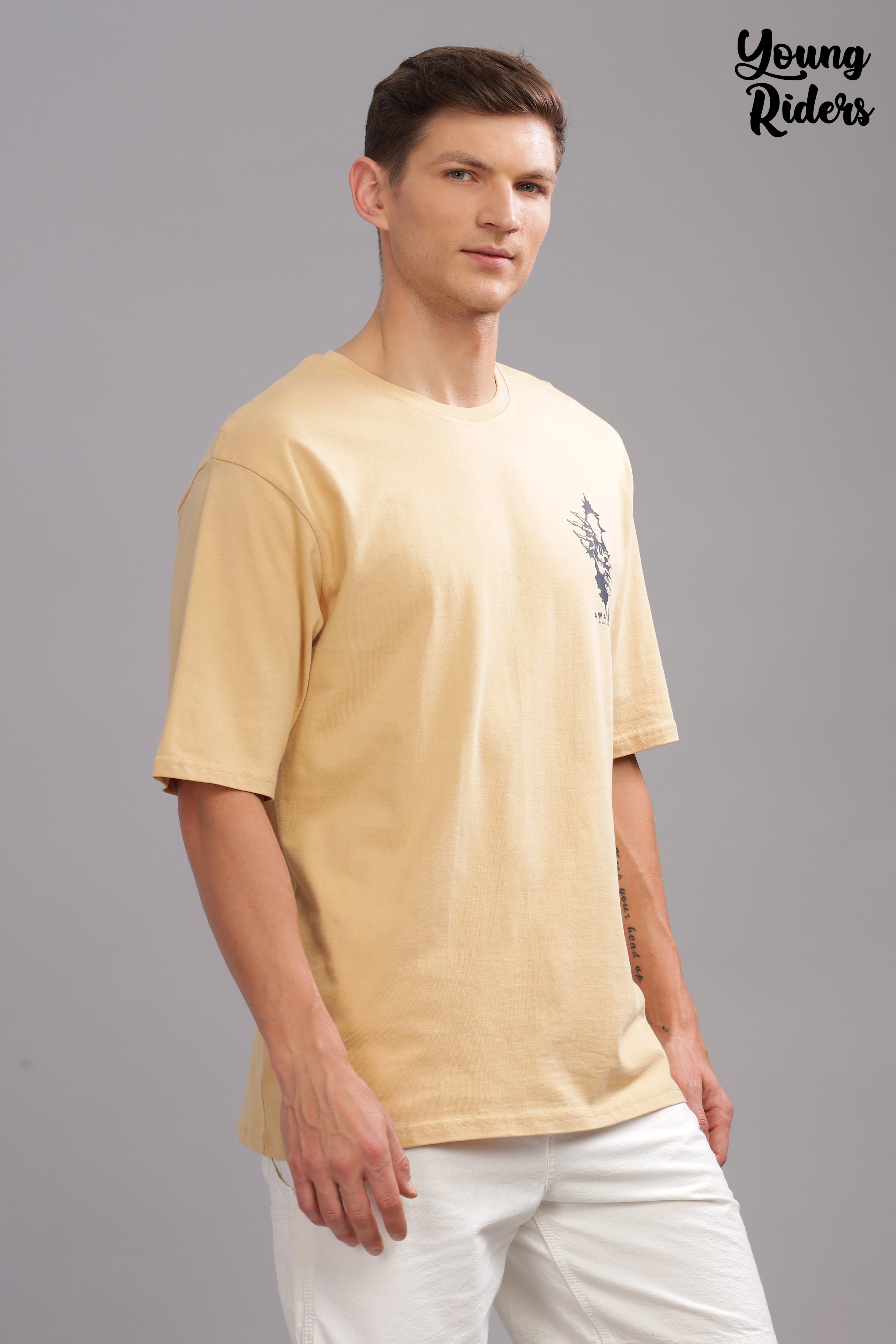 Beige - Demon Printed T-shirt