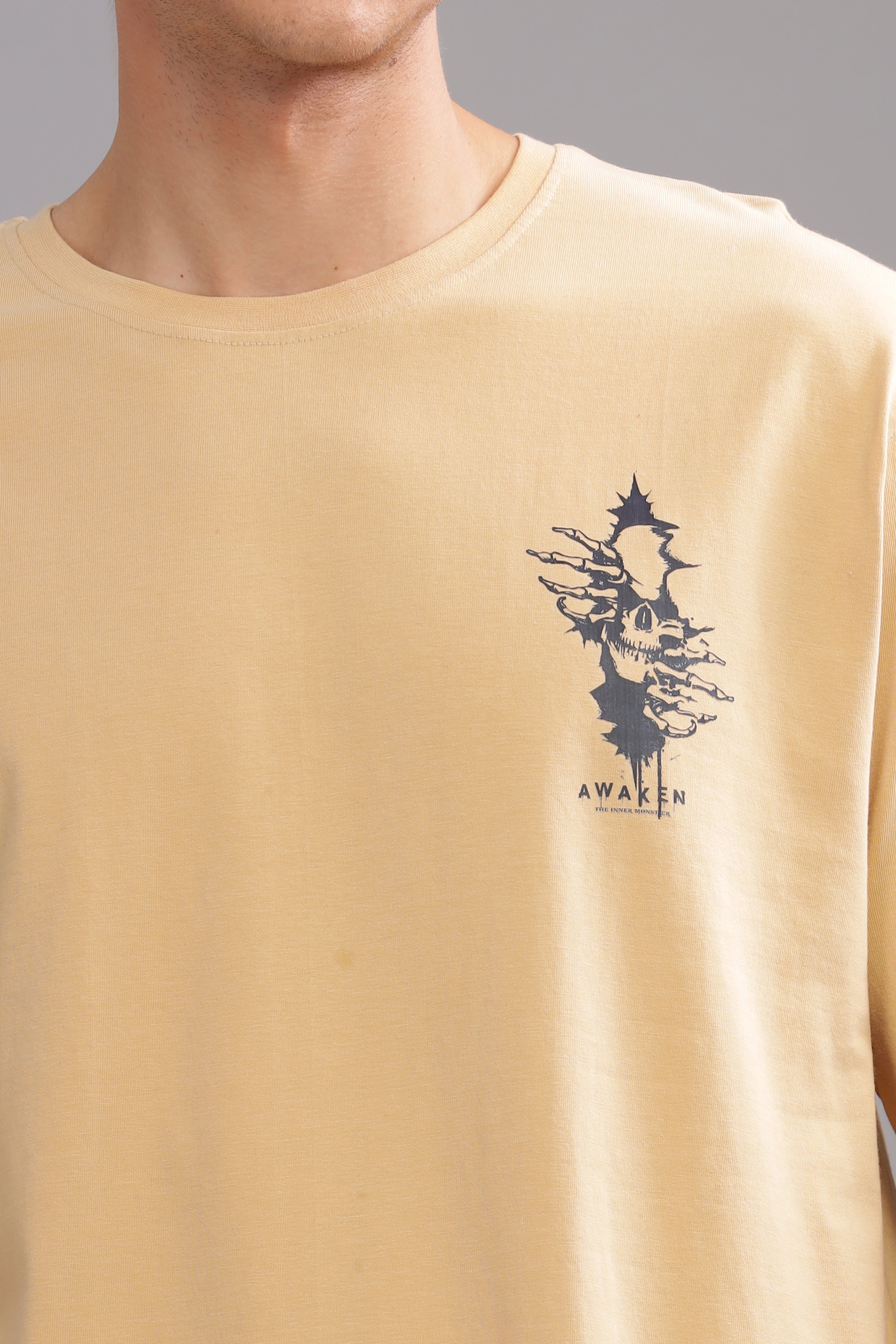 Beige - Demon Printed T-shirt