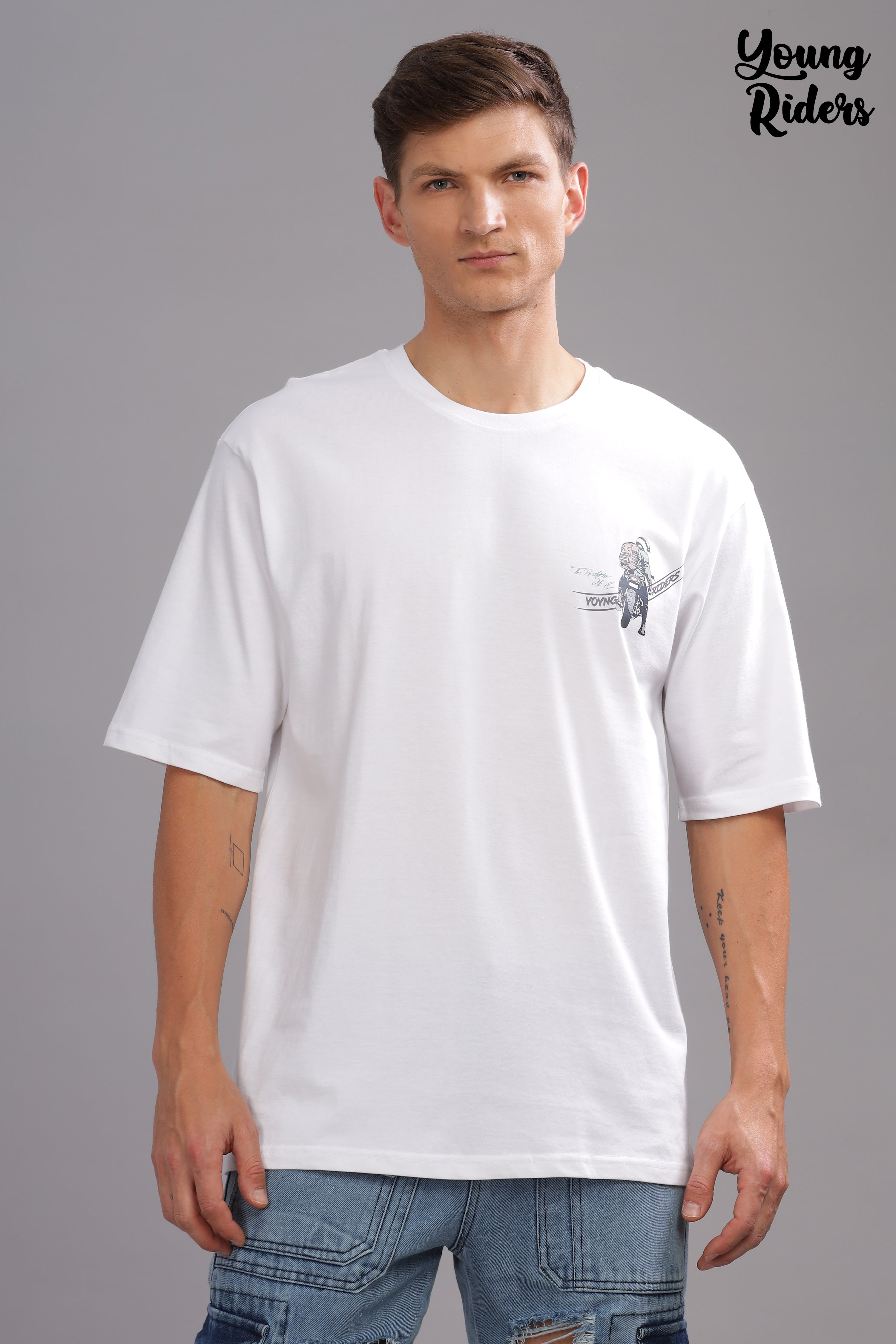 White - Cool Bike Printed T-shirt