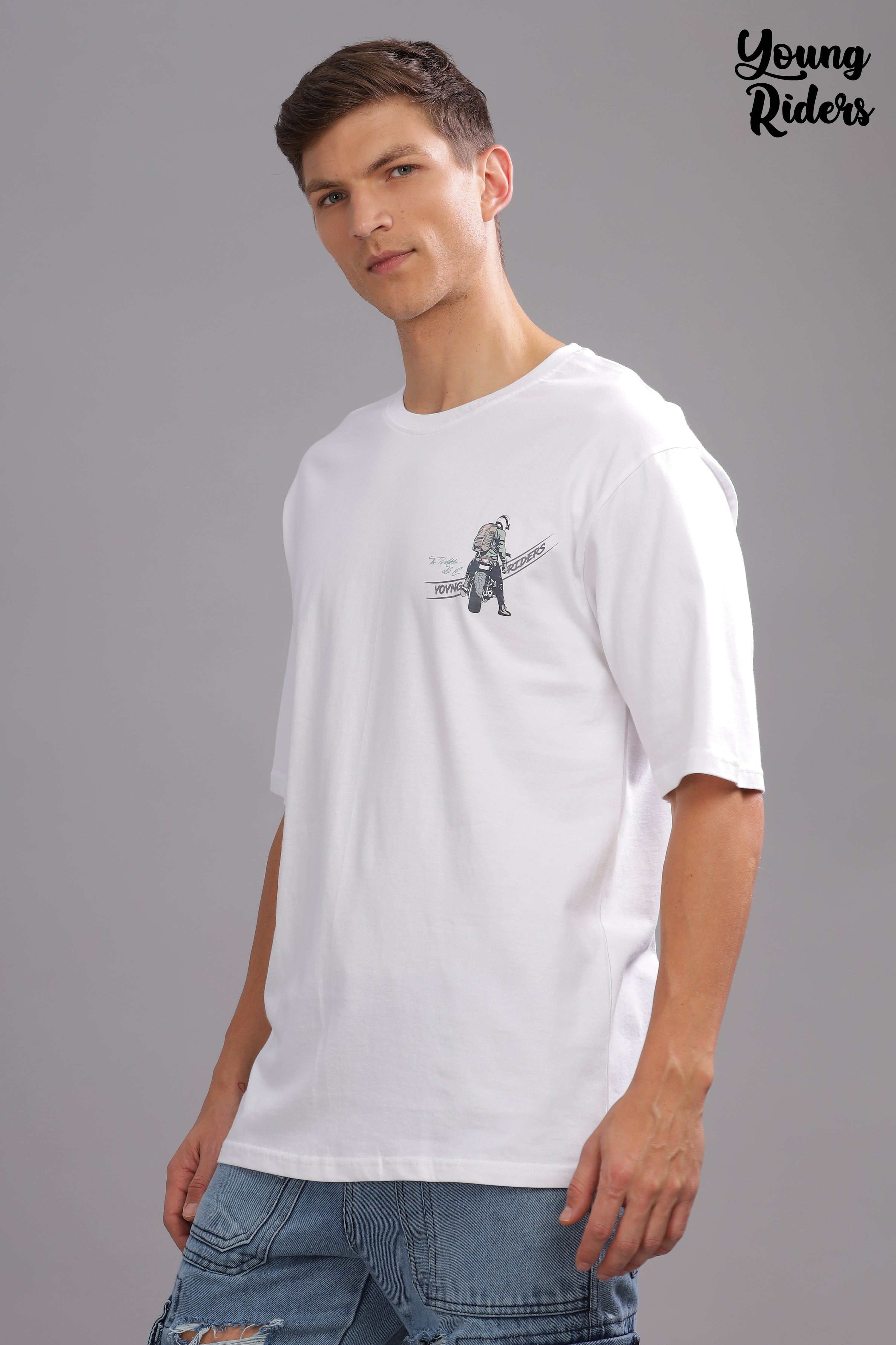 White - Cool Bike Printed T-shirt