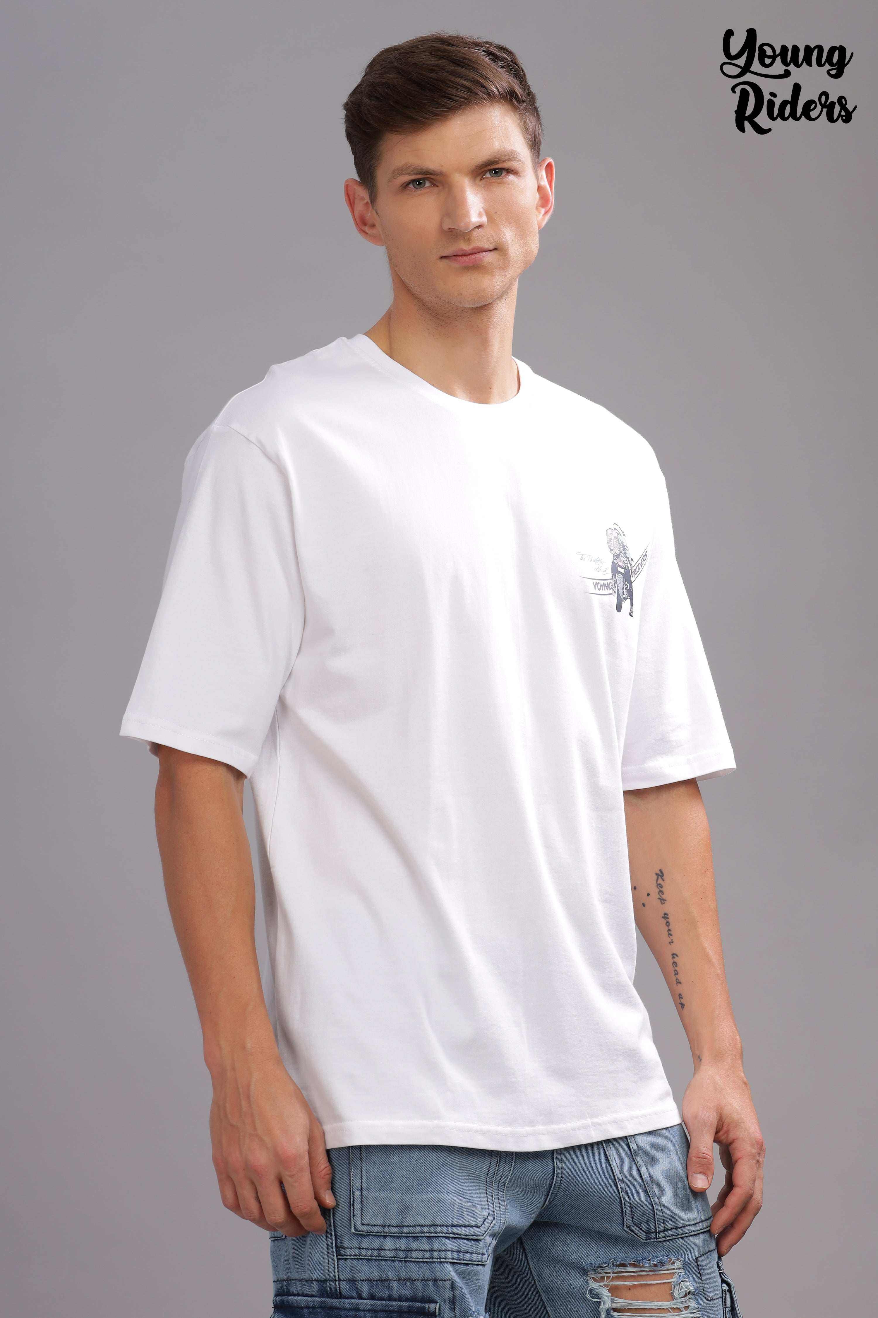 White - Cool Bike Printed T-shirt