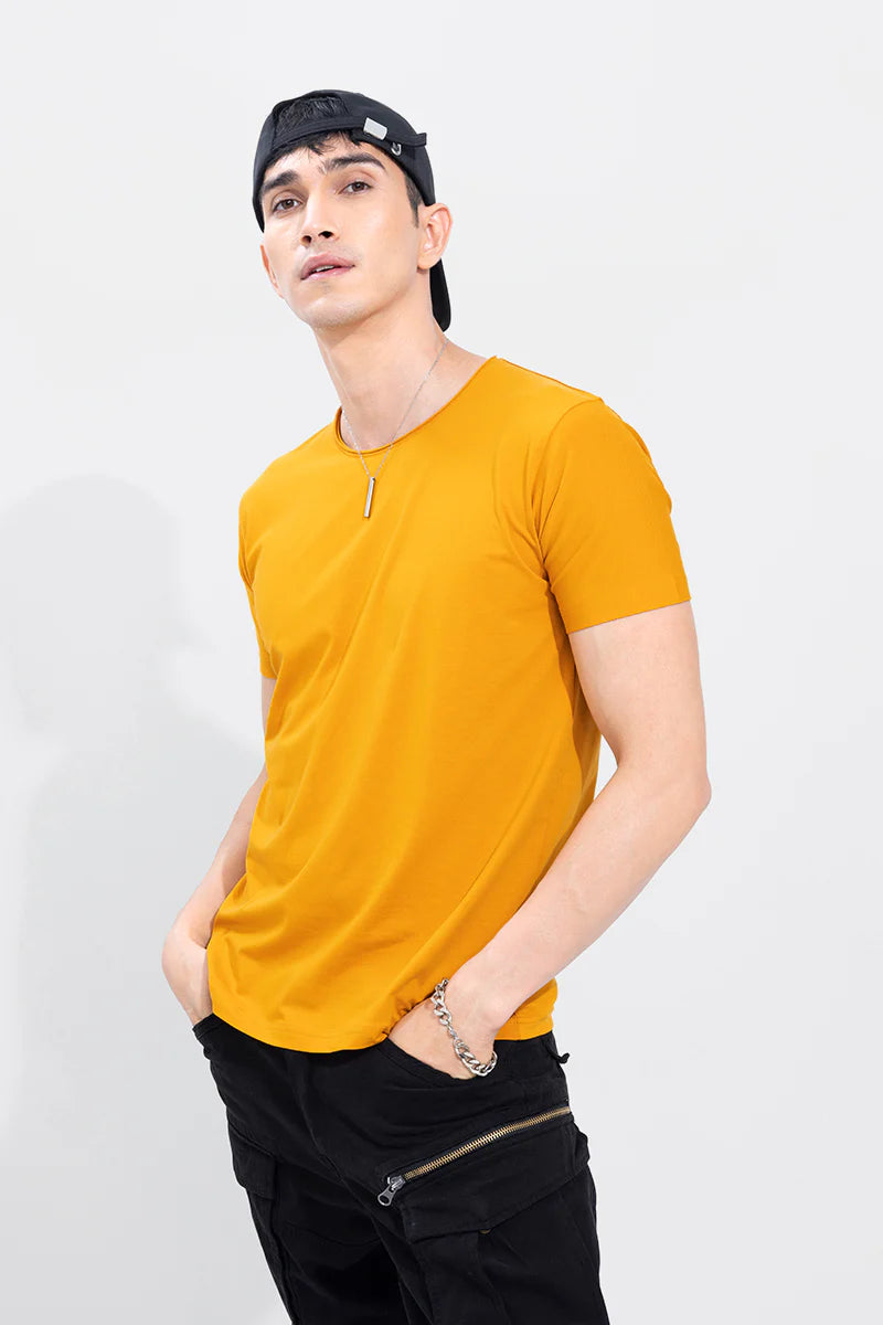 Dark Yellow Plain T-Shirts