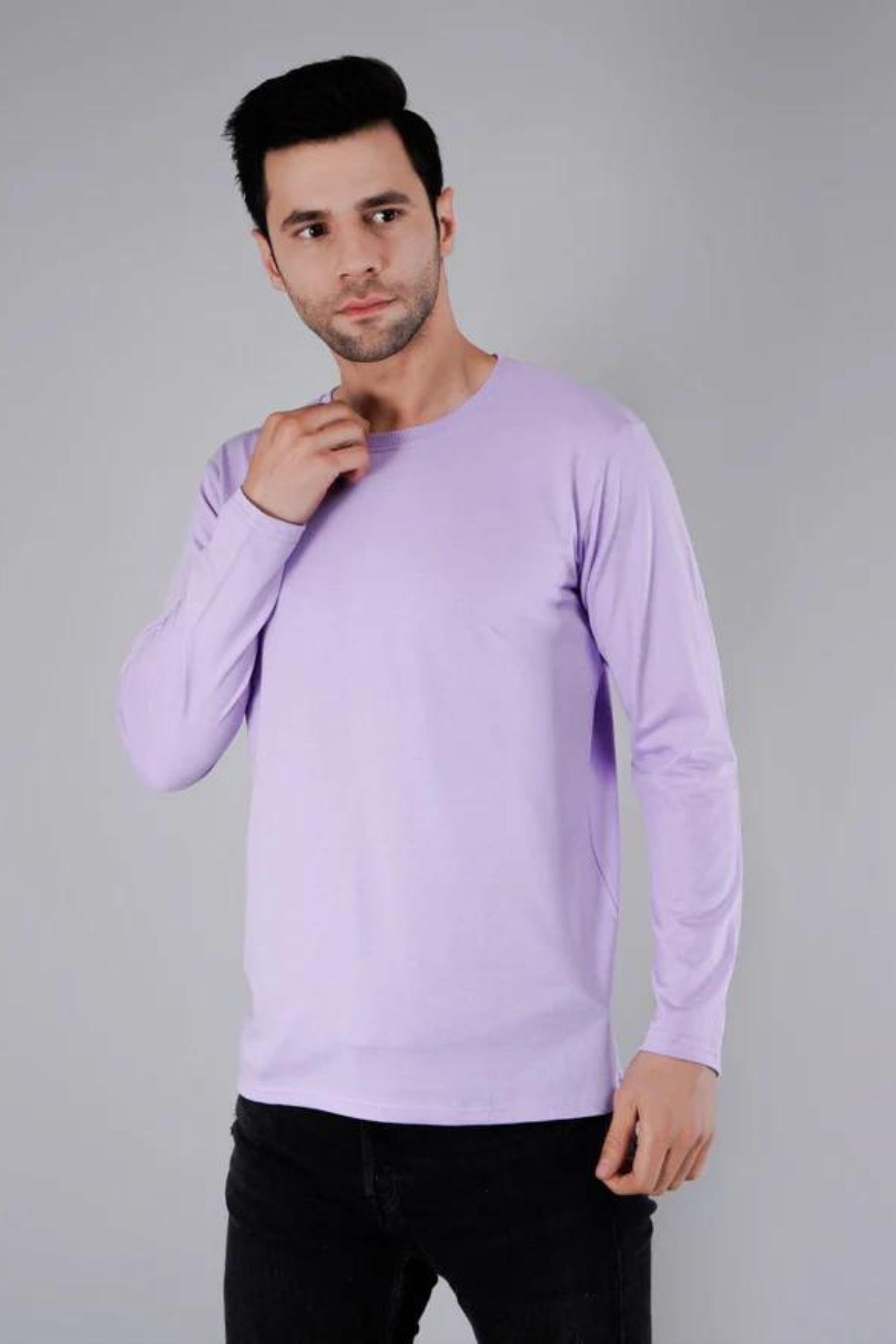 Lavender Grey Plain T-Shirt-1