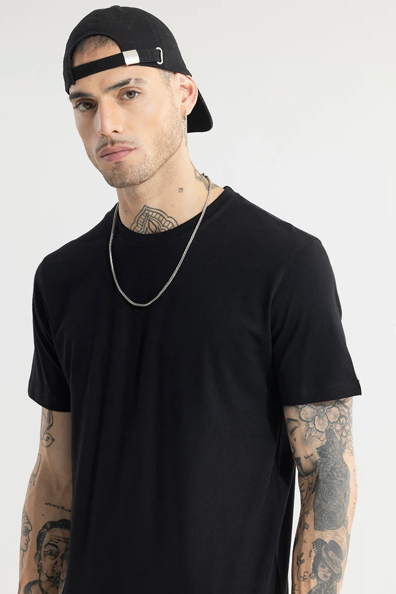 Black Plain Regular T-Shirt-1