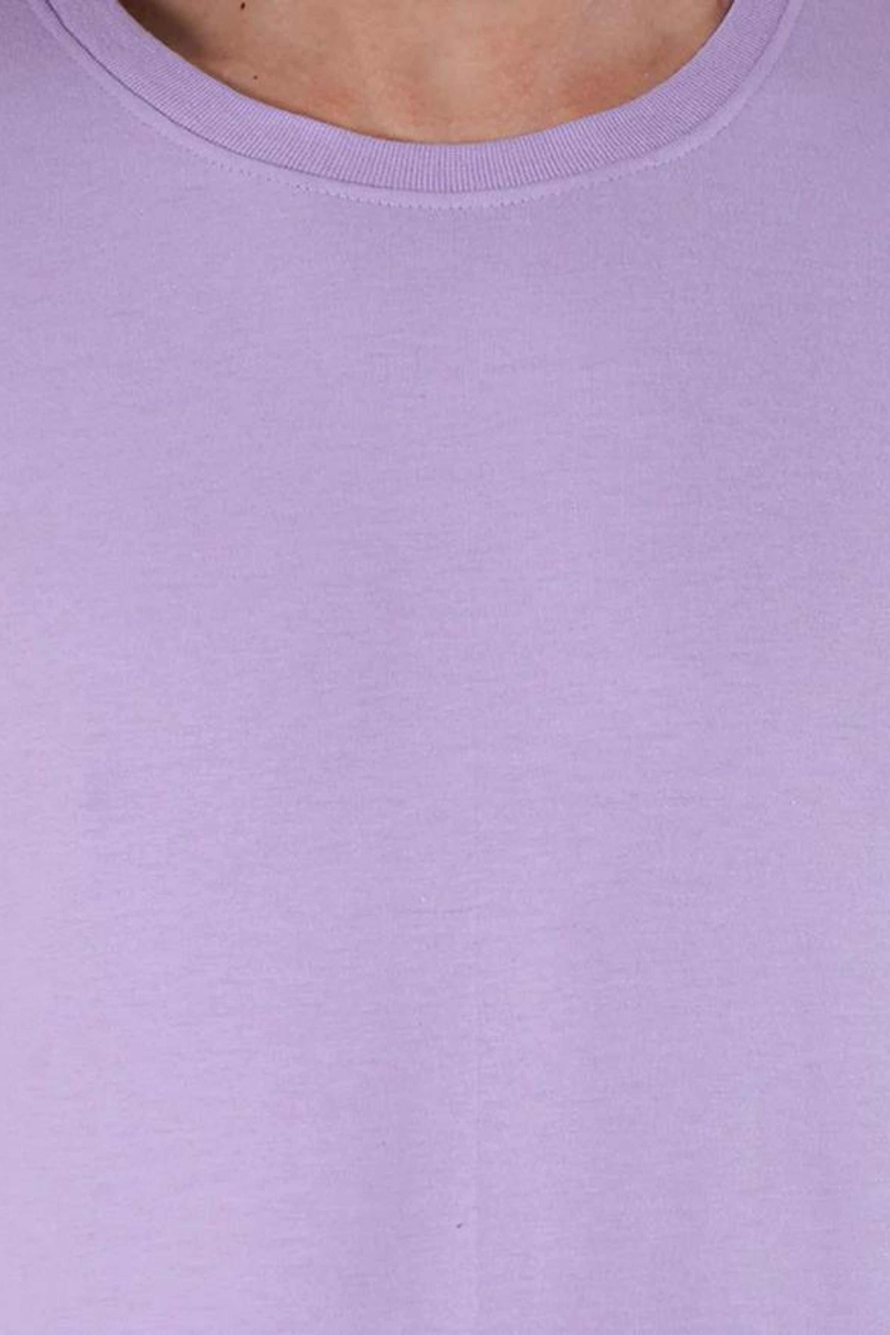 Lavender Grey Plain T-Shirt-1