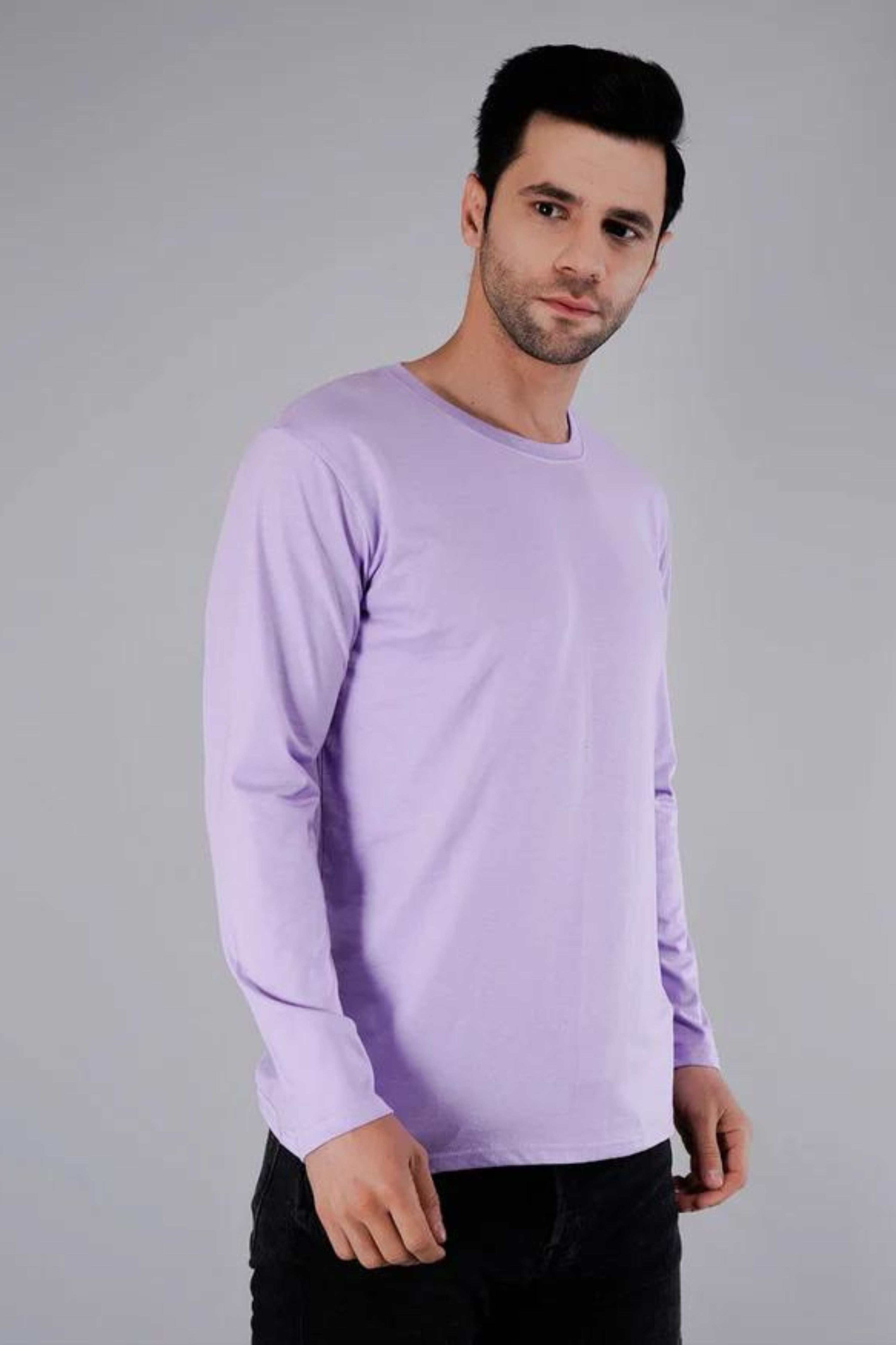 Lavender Grey Plain T-Shirt-1