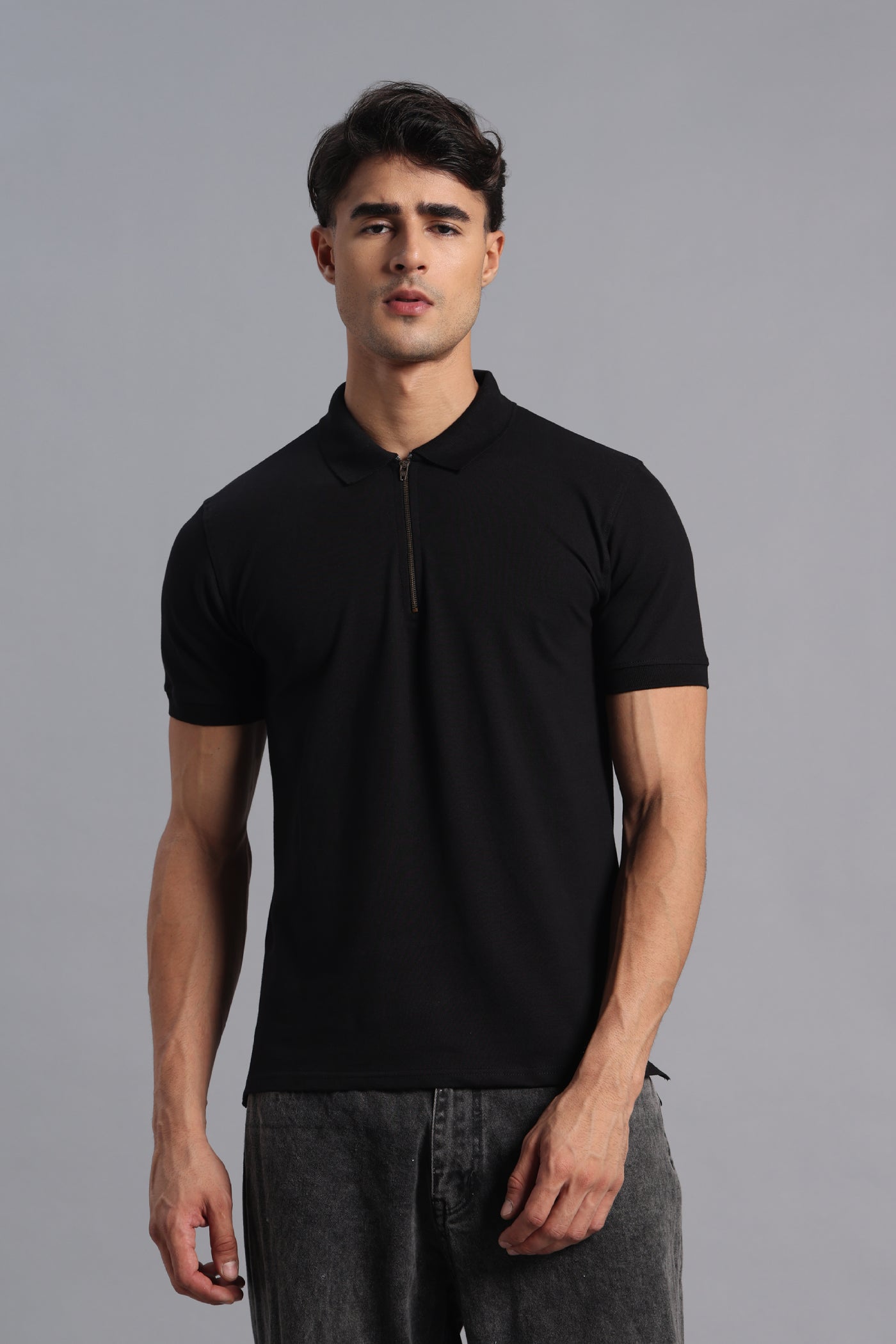 Black Zipper Polo – Matty Lycra