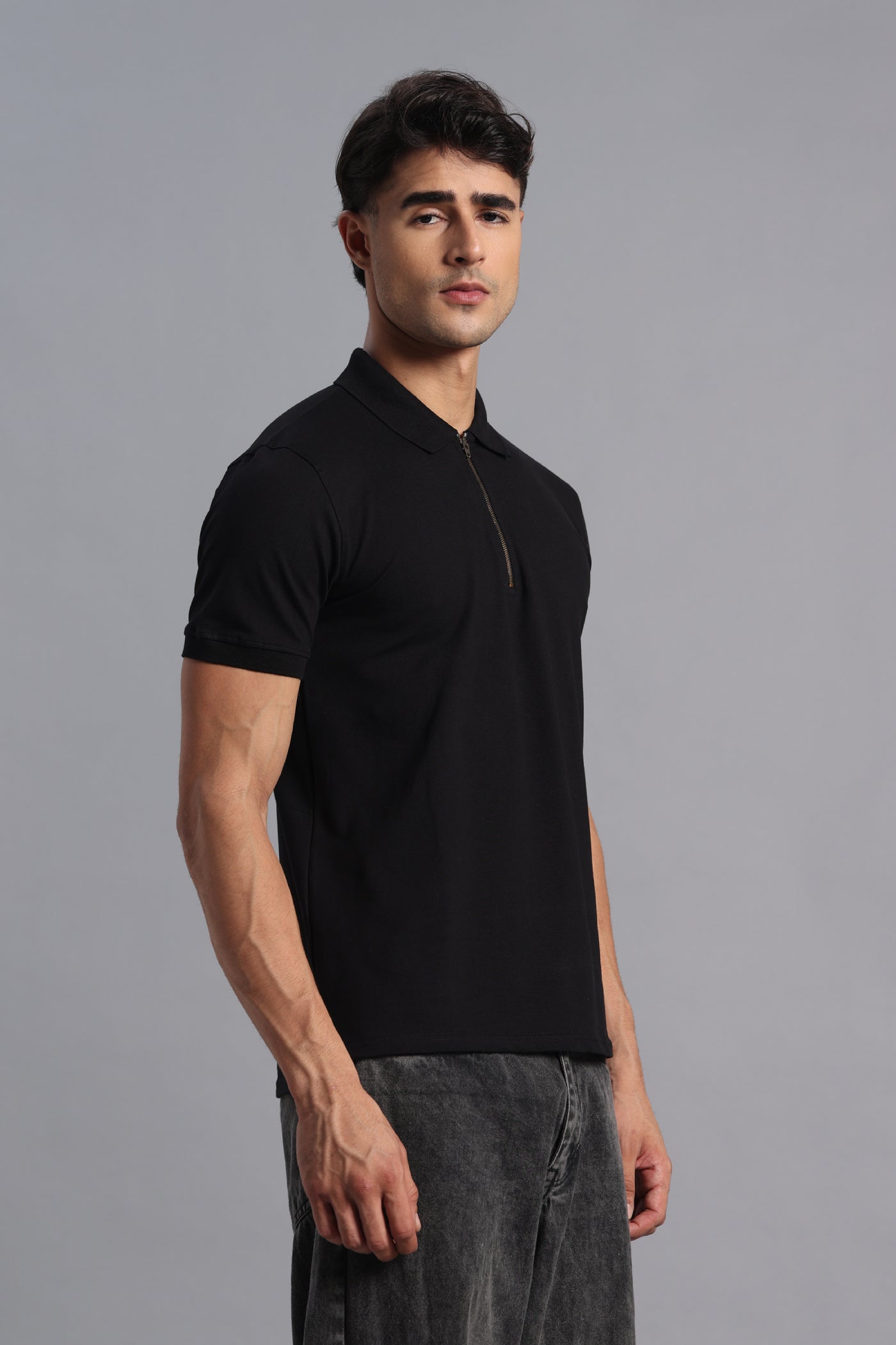Black Zipper Polo – Matty Lycra