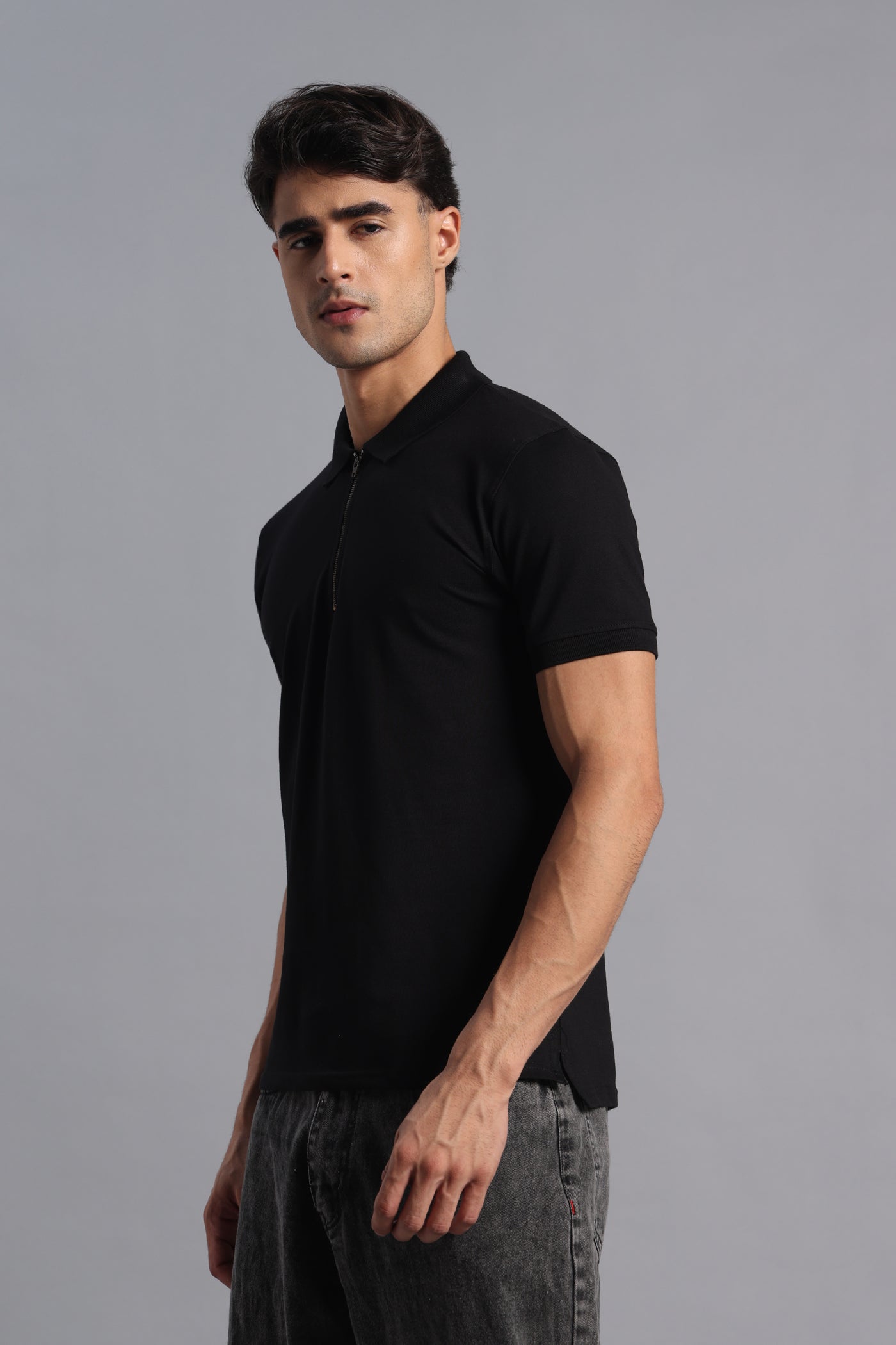 Black Zipper Polo – Matty Lycra