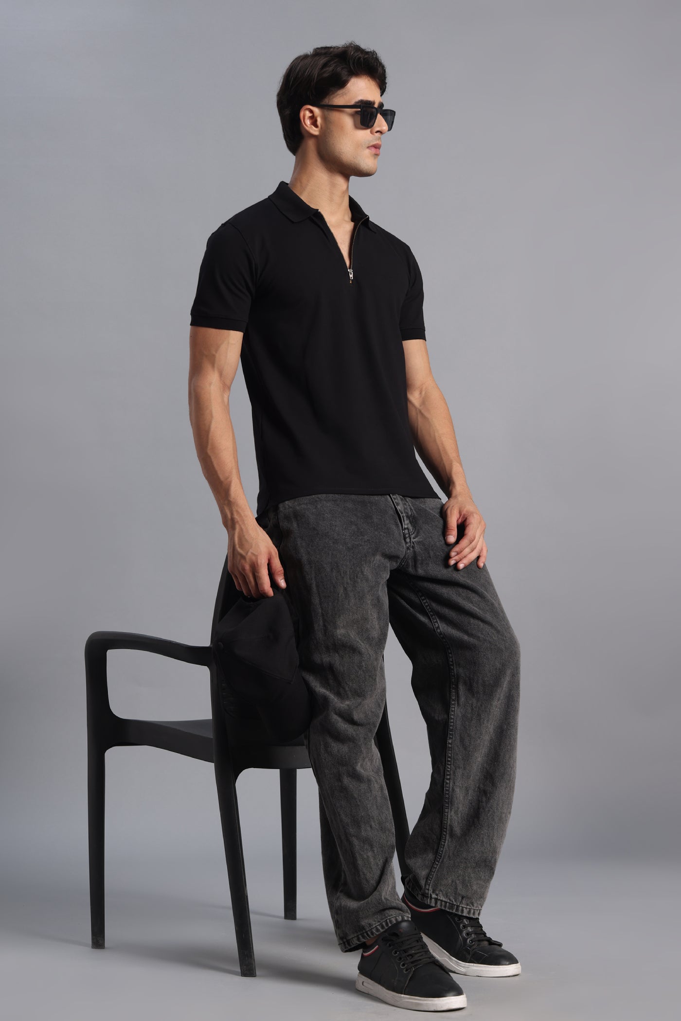 Black Zipper Polo – Matty Lycra