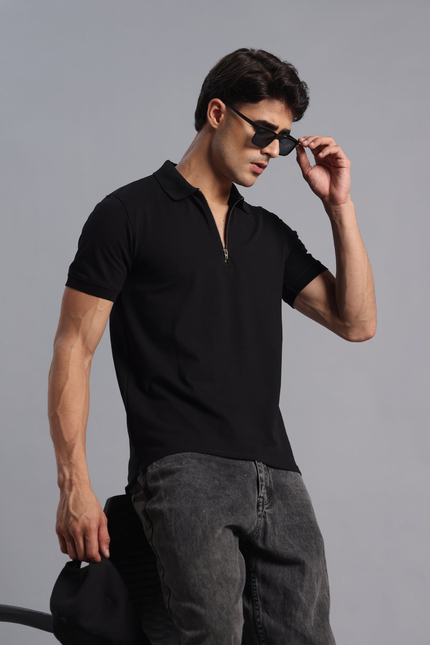 Black Zipper Polo – Matty Lycra