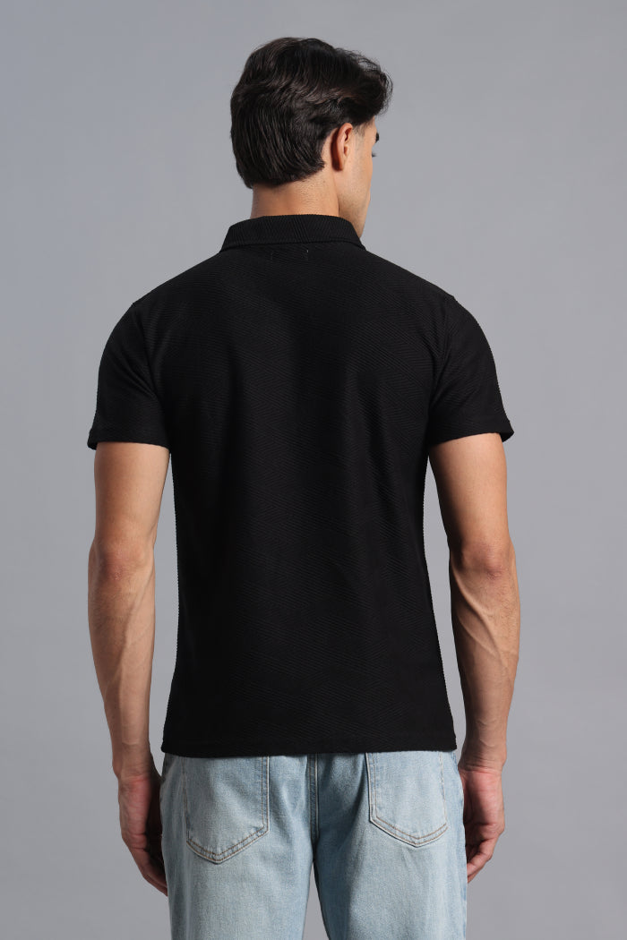 Black Zipper Polo T-shirt for Men