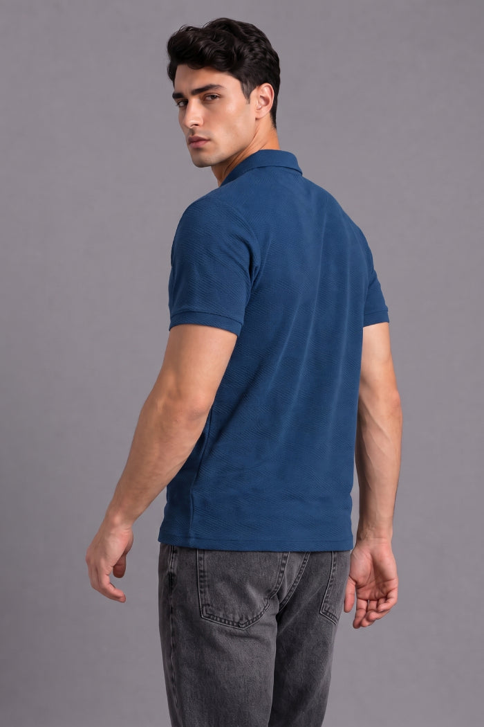 Blue Zipper Polo T-shirt for Men