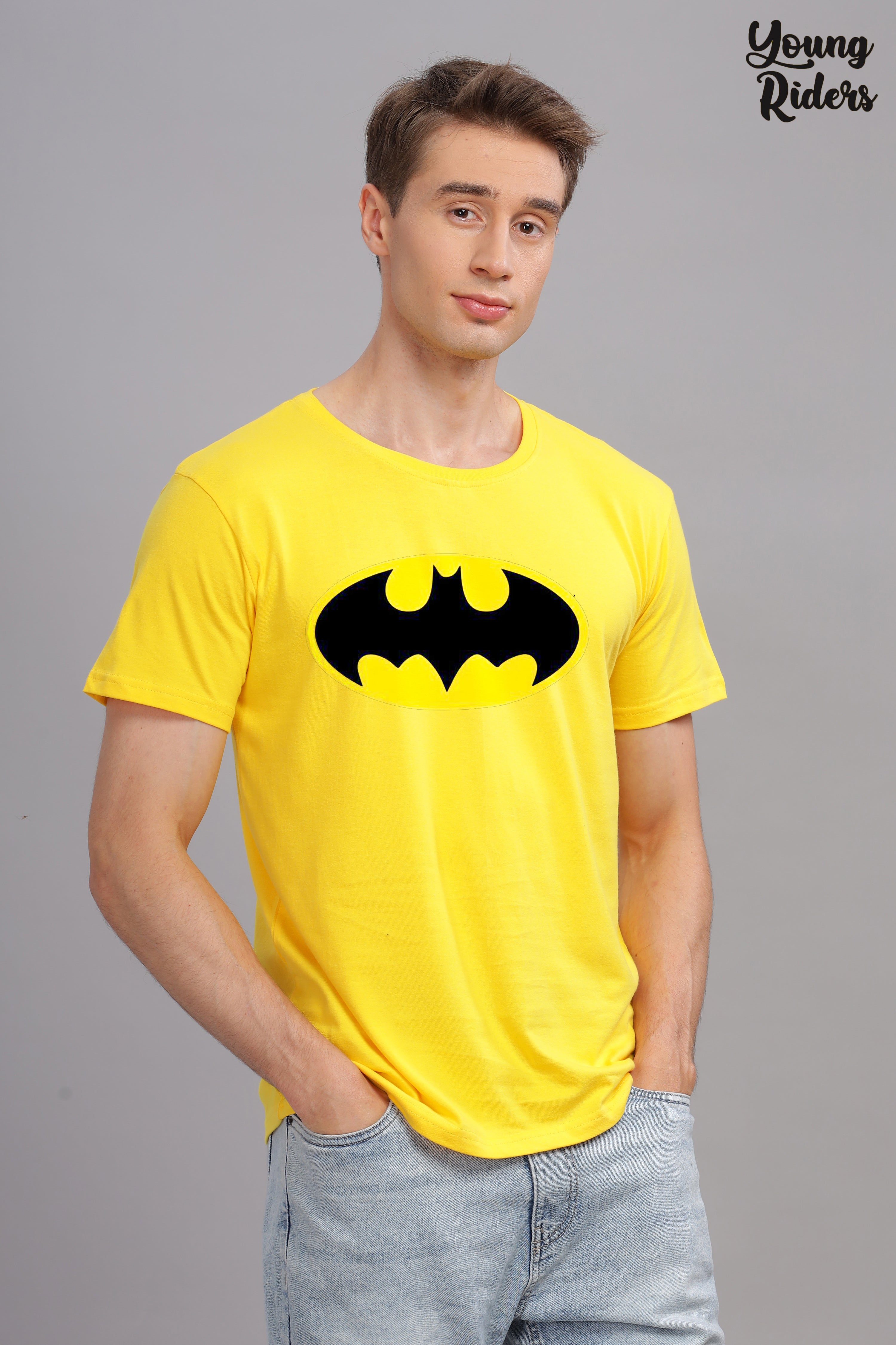 Batman Logo Printed T-Shirt-Yellow