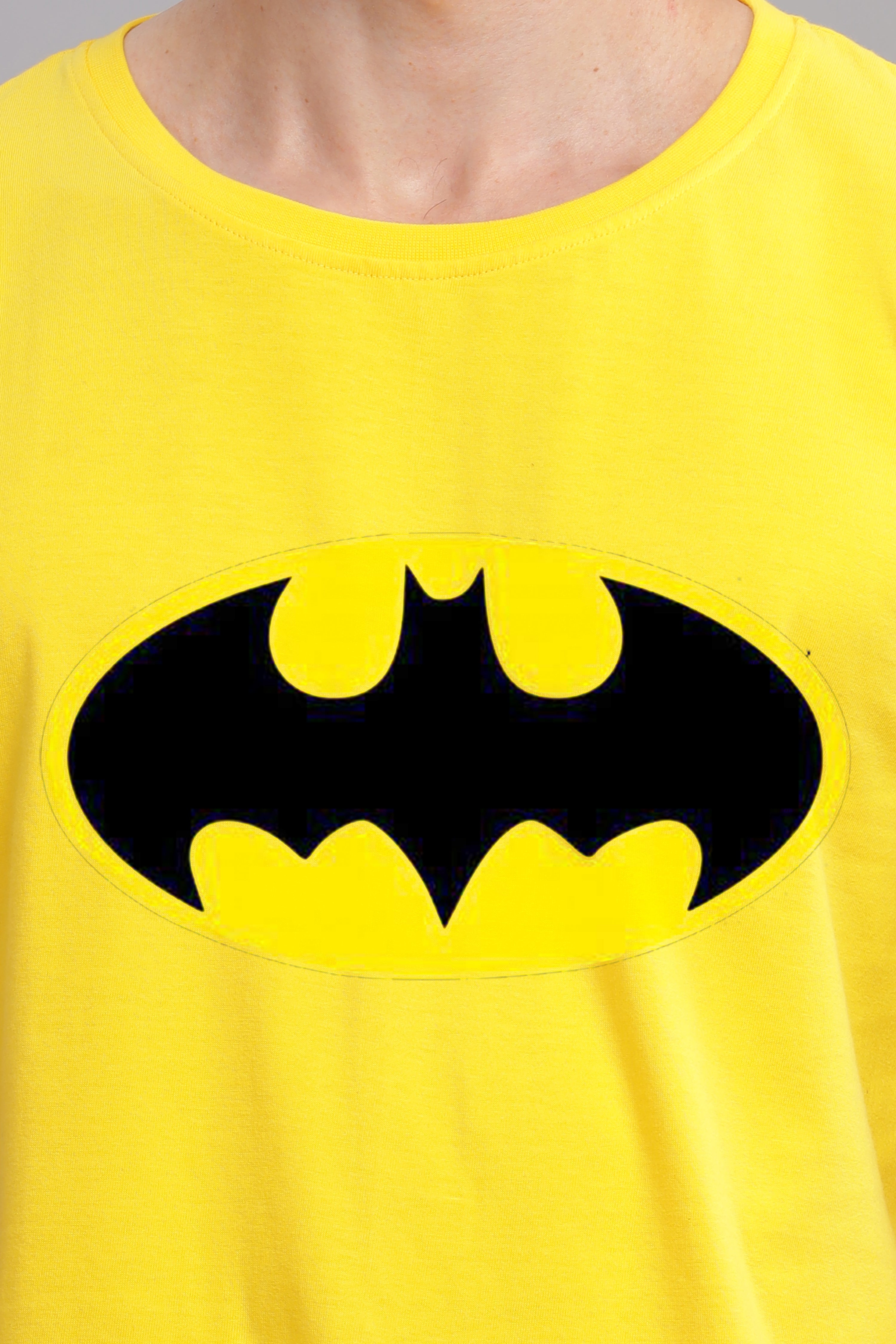 Batman Logo Printed T-Shirt-Yellow