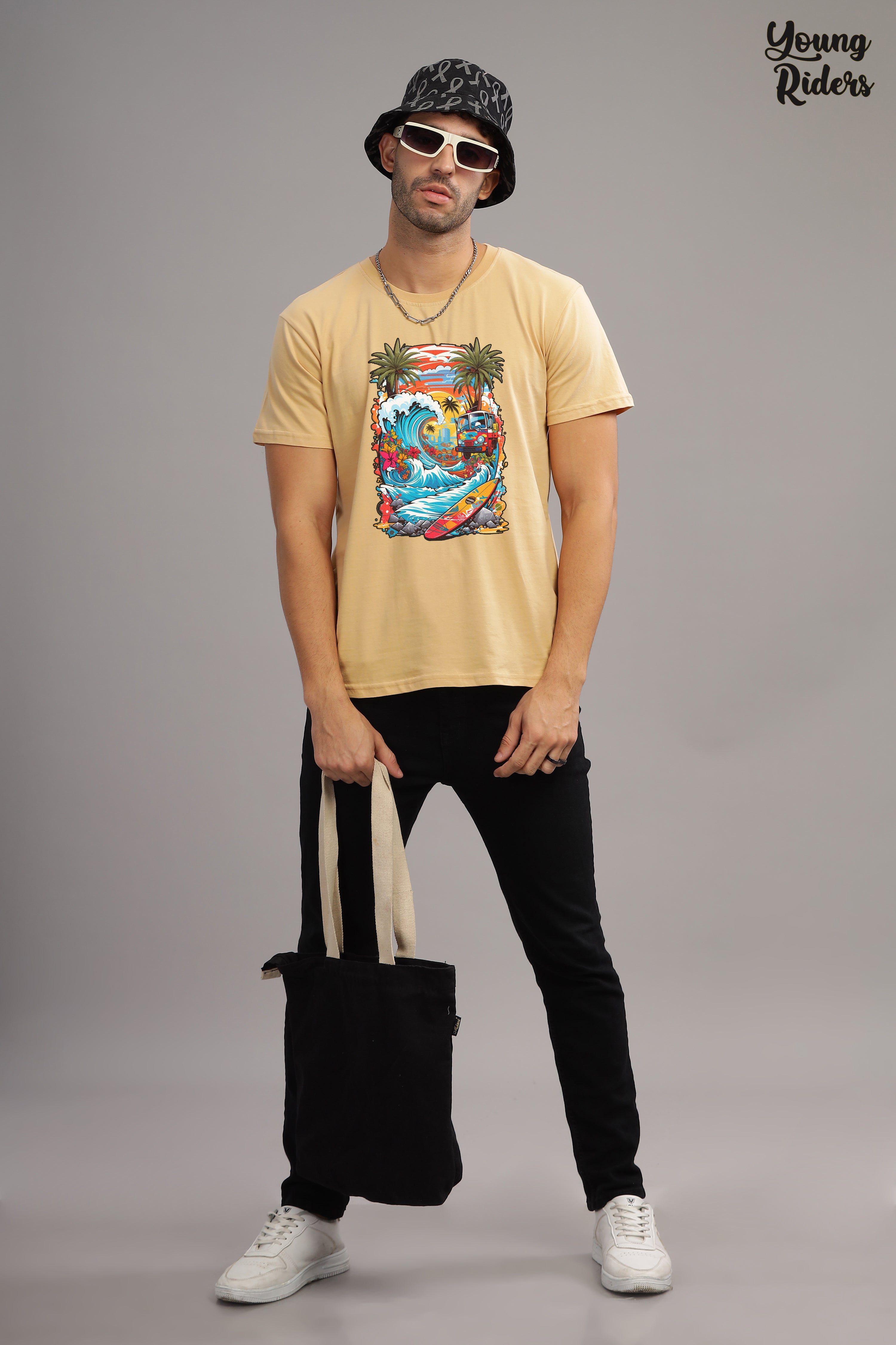 Summer vacation Printed T-Shirt-Biege