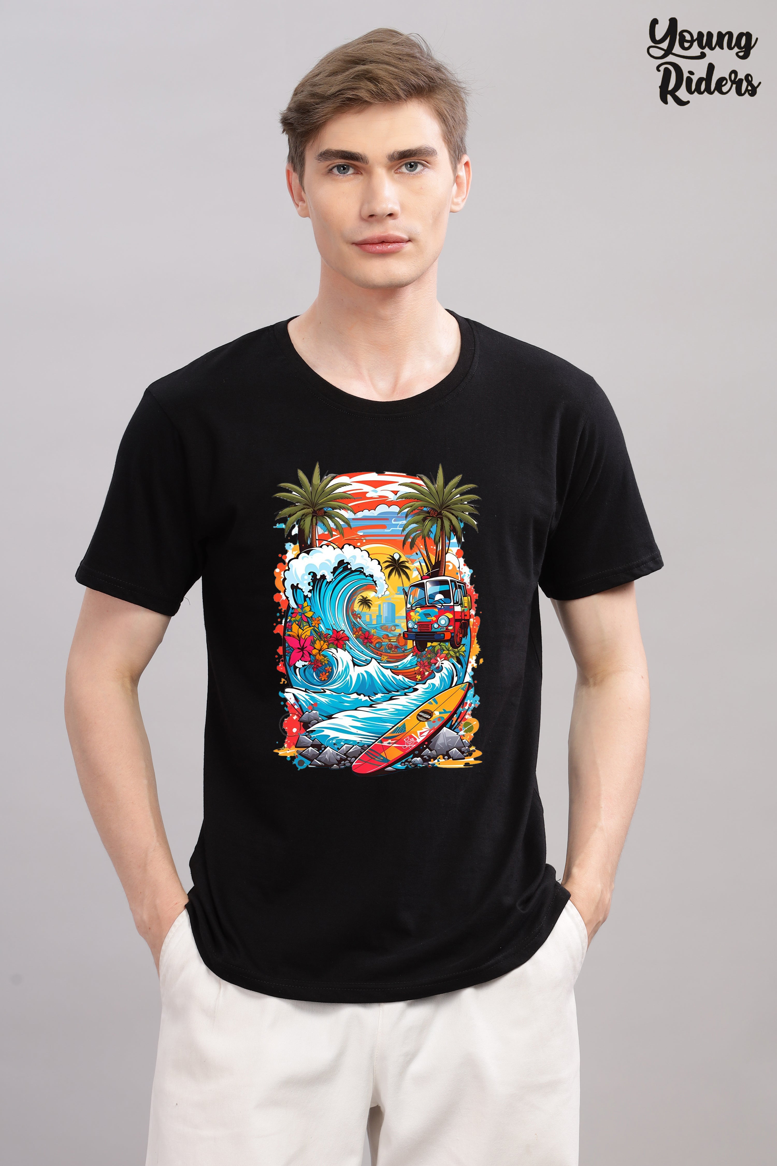 Summer vacation Printed T-Shirt-Black