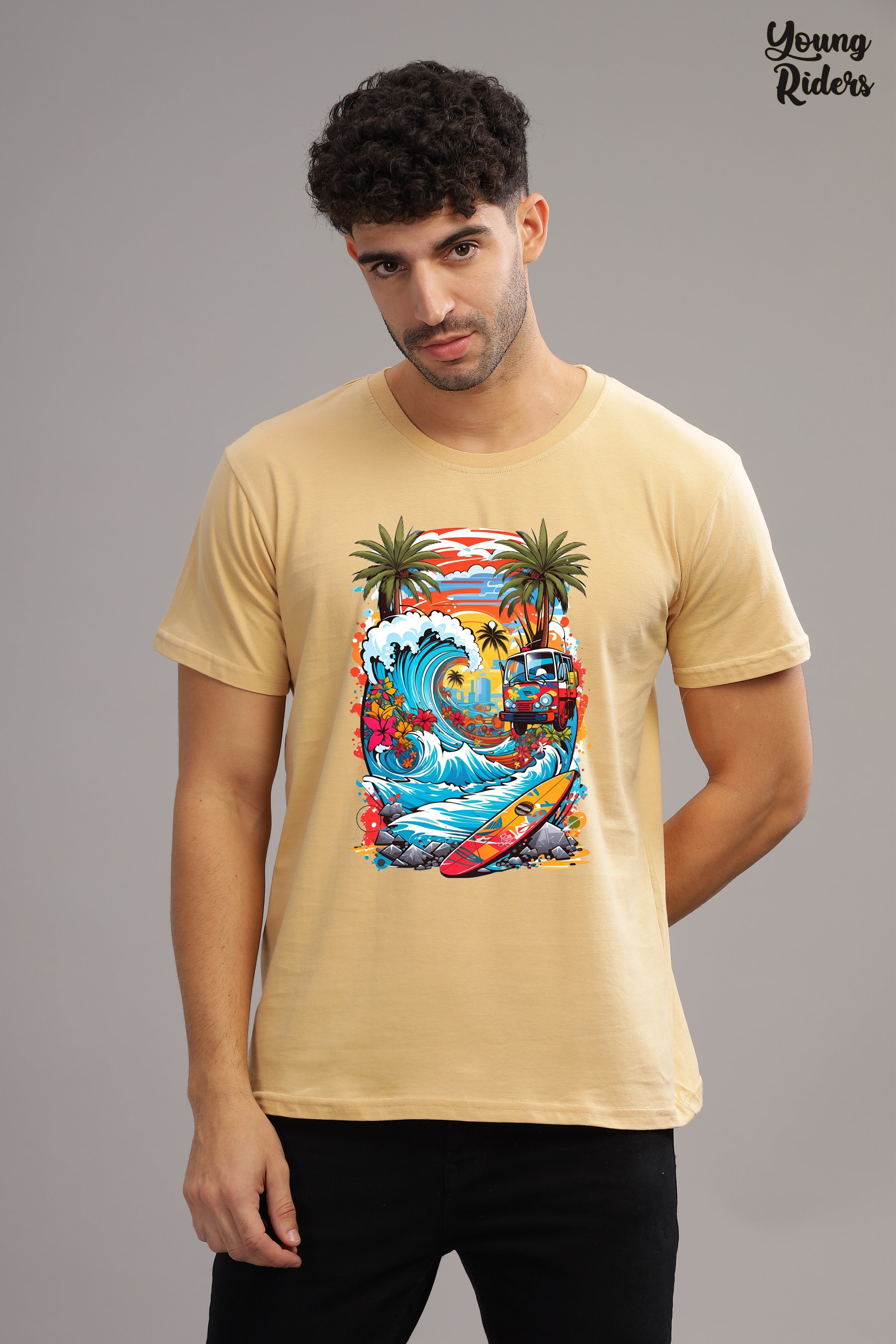 Summer vacation Printed T-Shirt-Biege