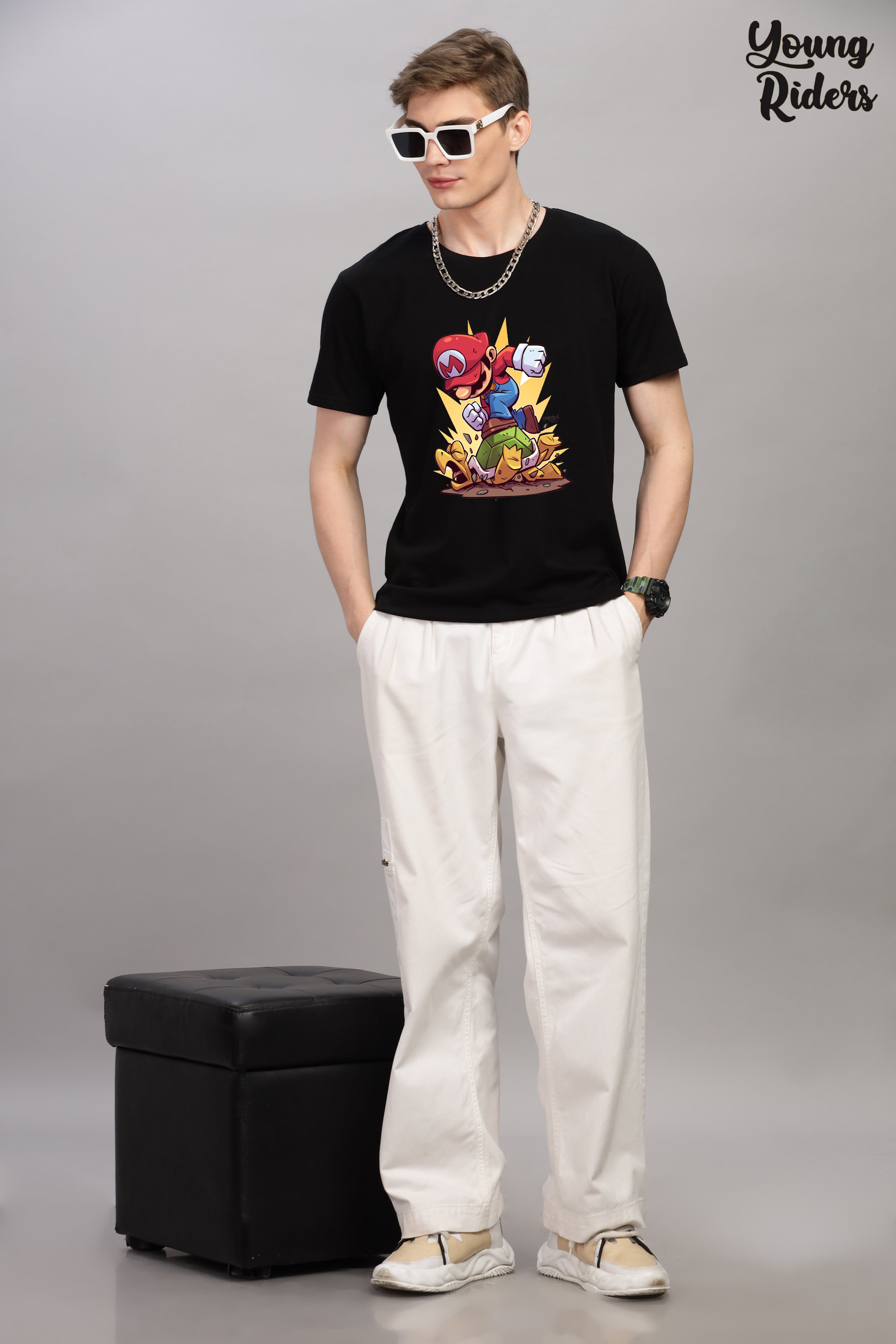 Mario Adventure Printed T-Shirt-Black