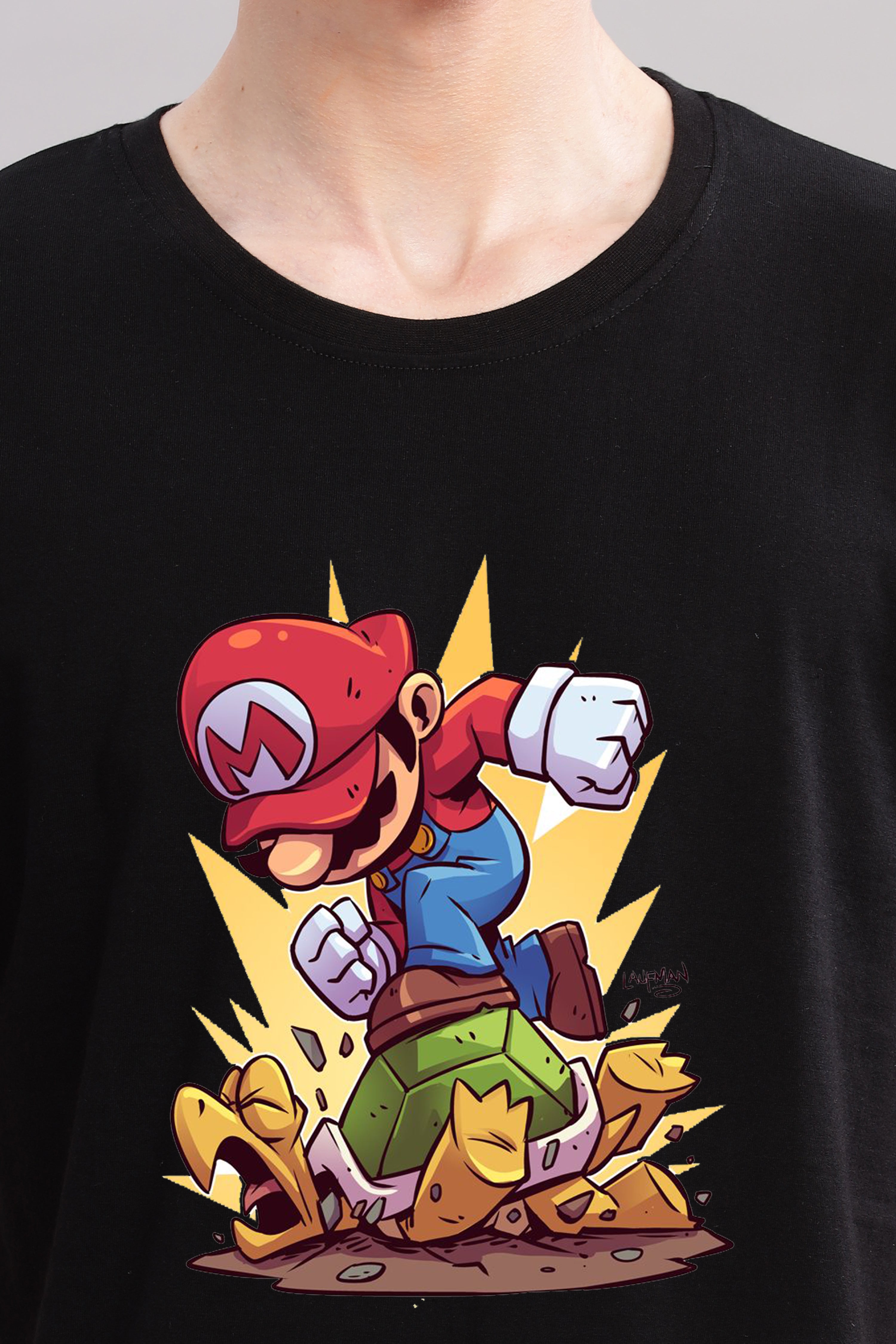 Mario Adventure Printed T-Shirt-Black