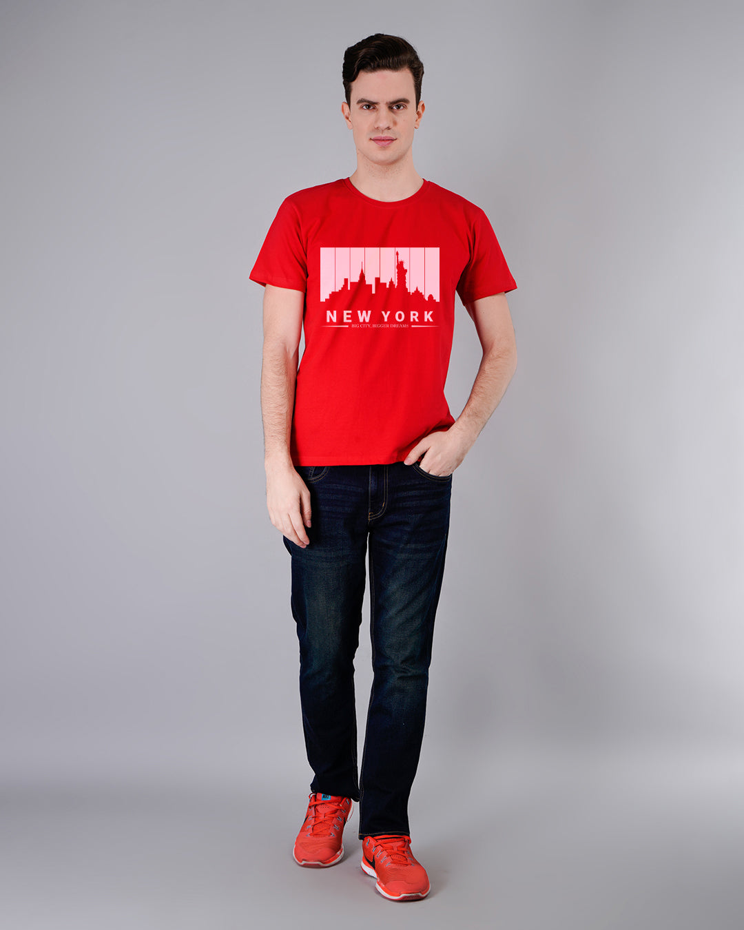 New-York Printed t-Shirt-Gold-Red