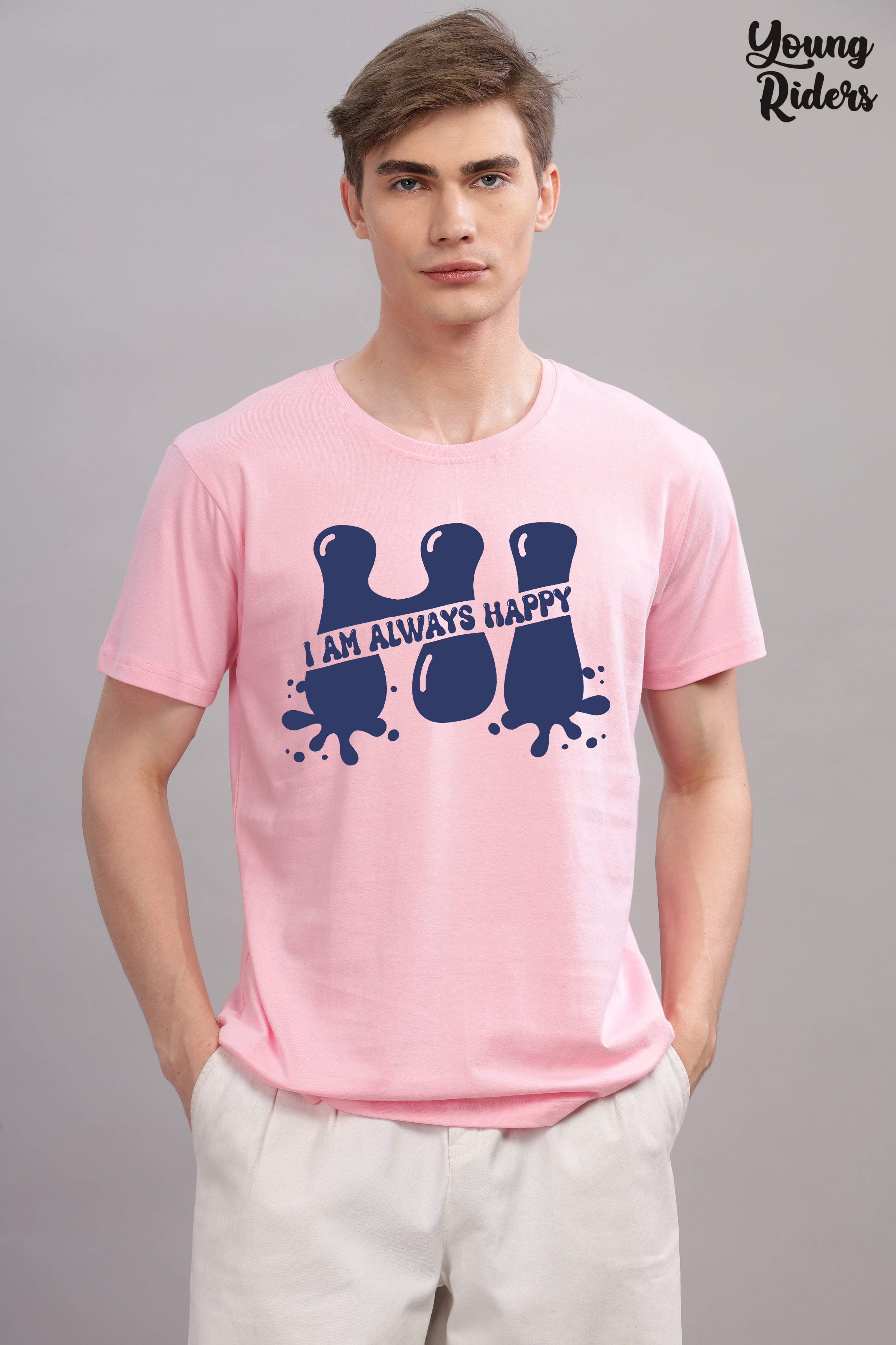 I Am Always Happy Printed t-Shirt-Pink