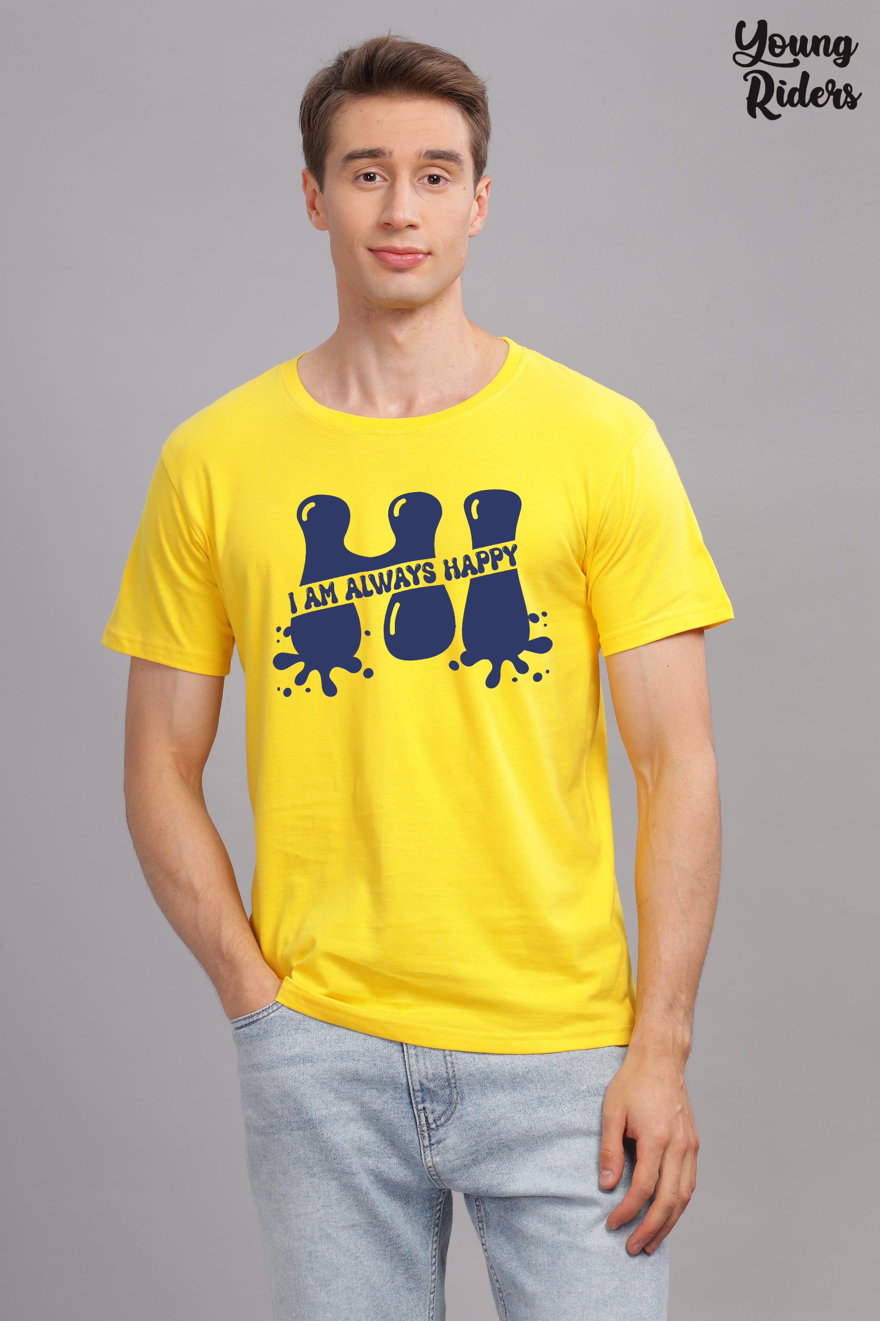 I Am Always Happy Printed t-Shirt-Yellow