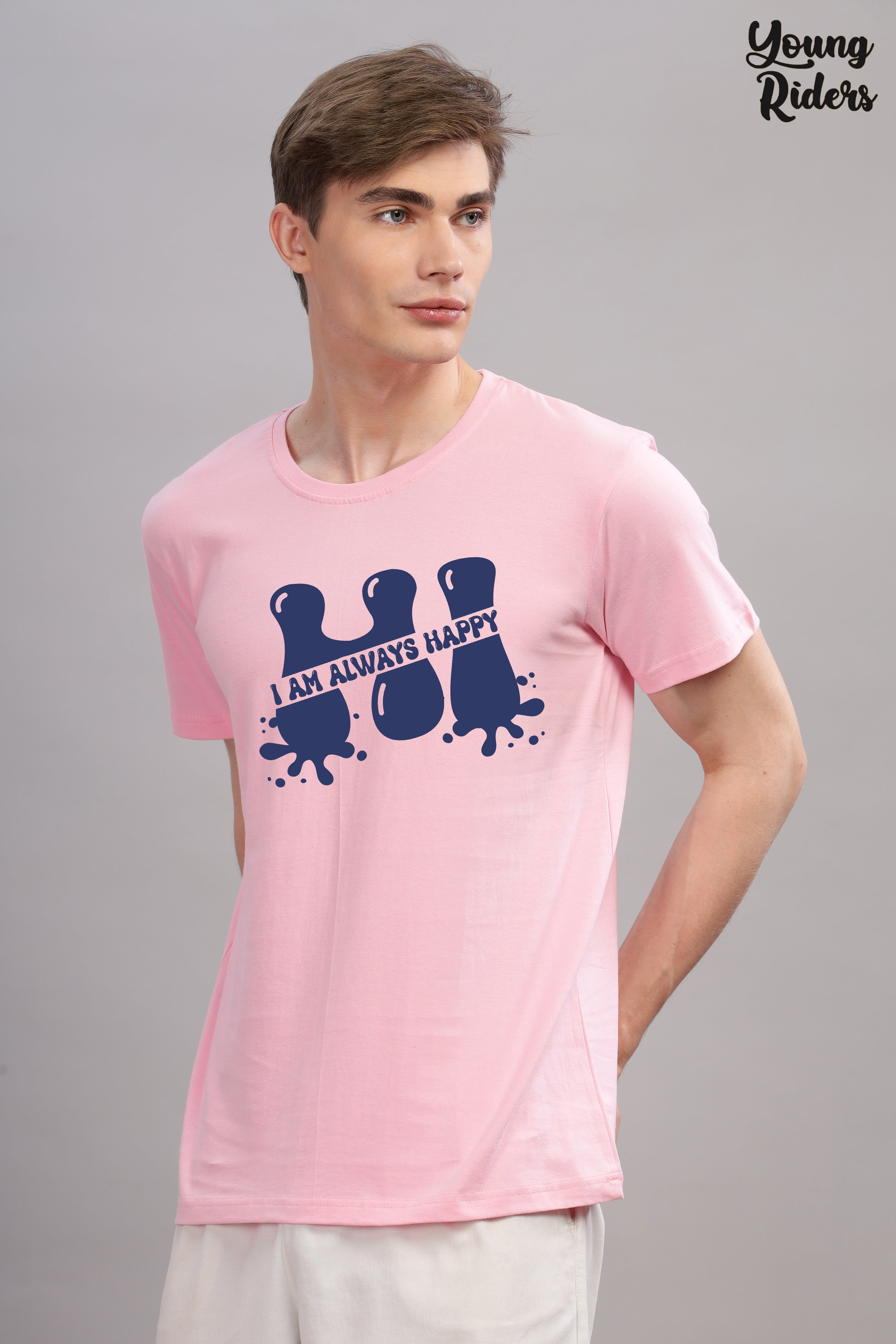 I Am Always Happy Printed t-Shirt-Pink