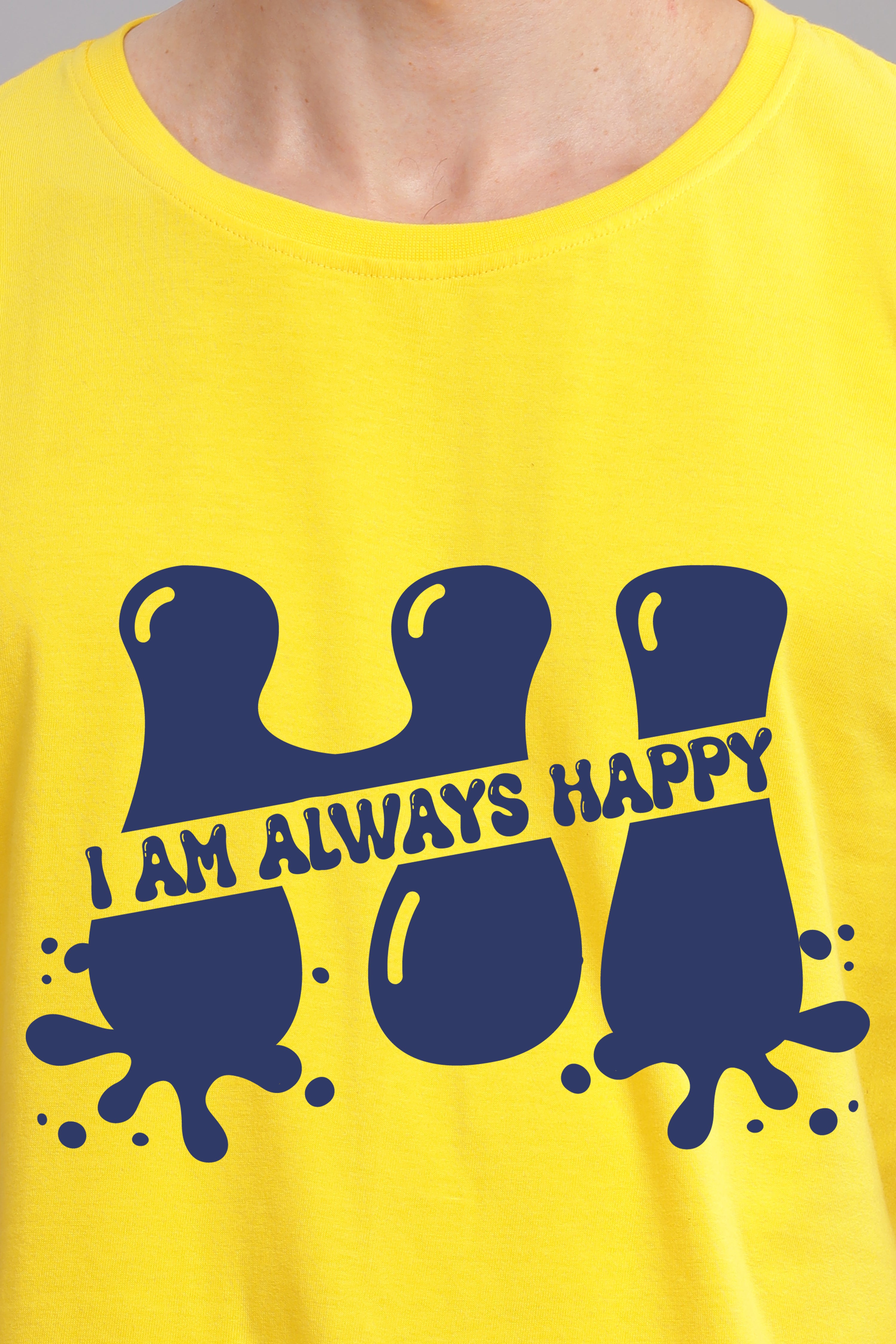 I Am Always Happy Printed t-Shirt-Yellow