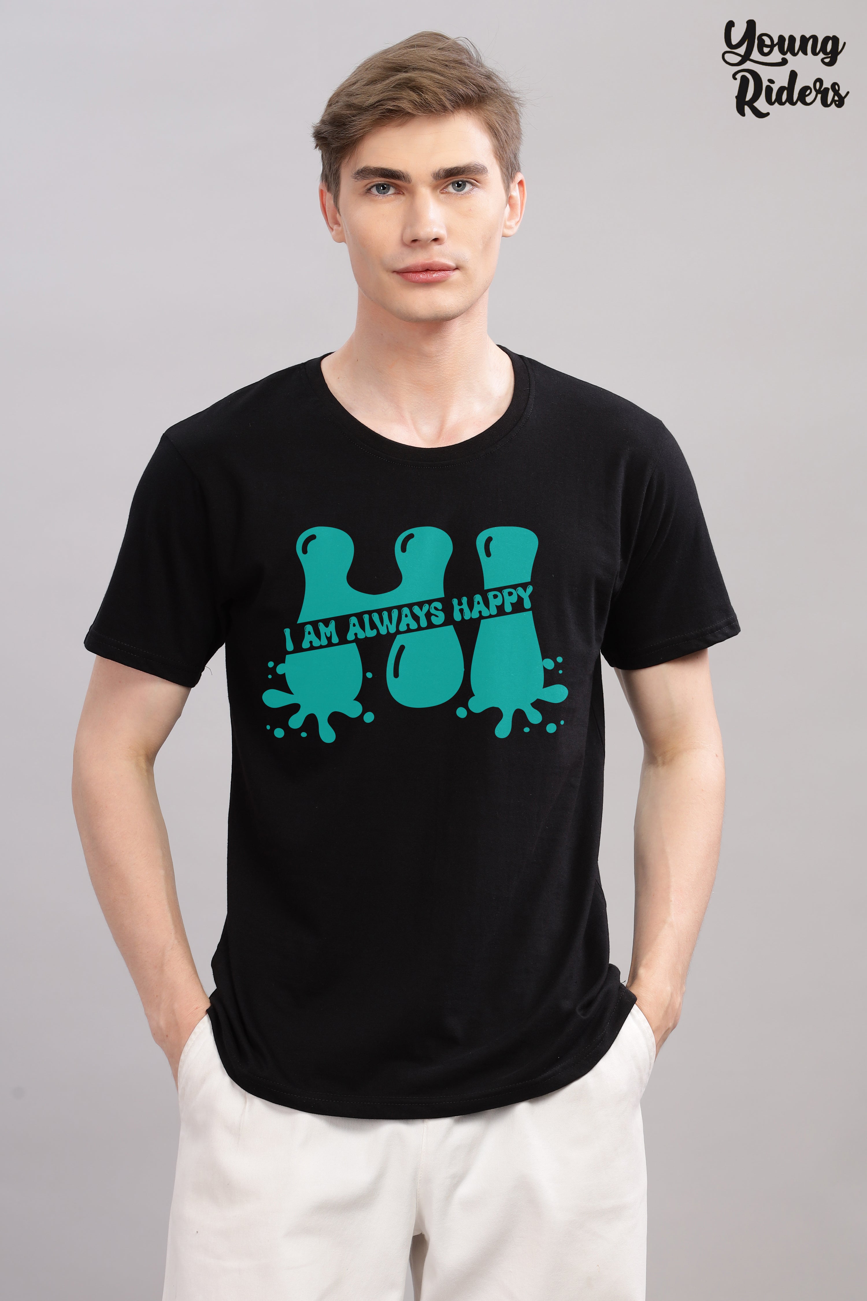 I Am Always Happy Printed t-Shirt-Black