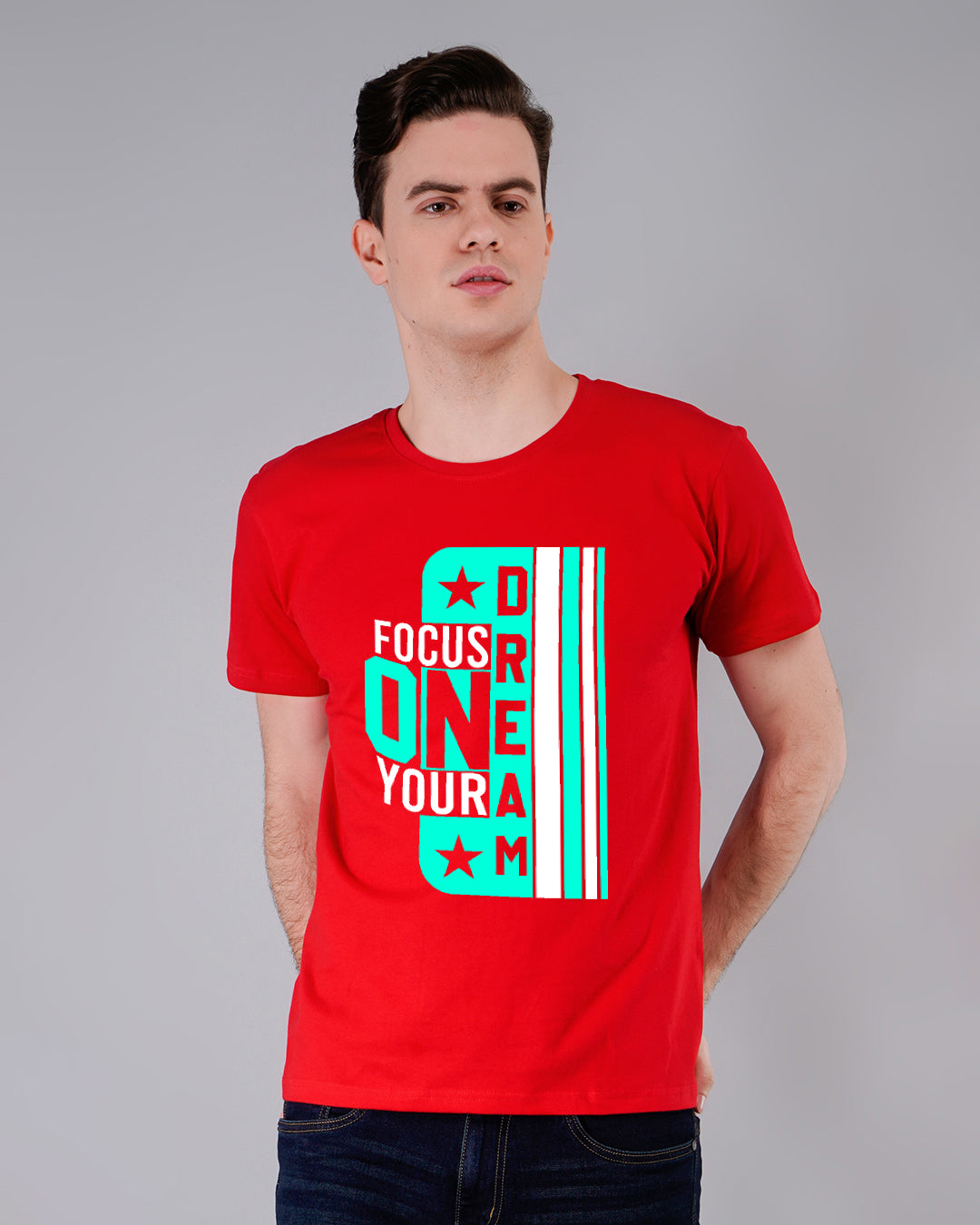 Focus On Dreams Printed t-Shirt-Red