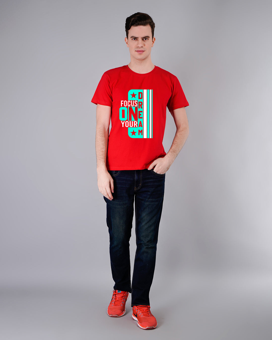 Focus On Dreams Printed t-Shirt-Red