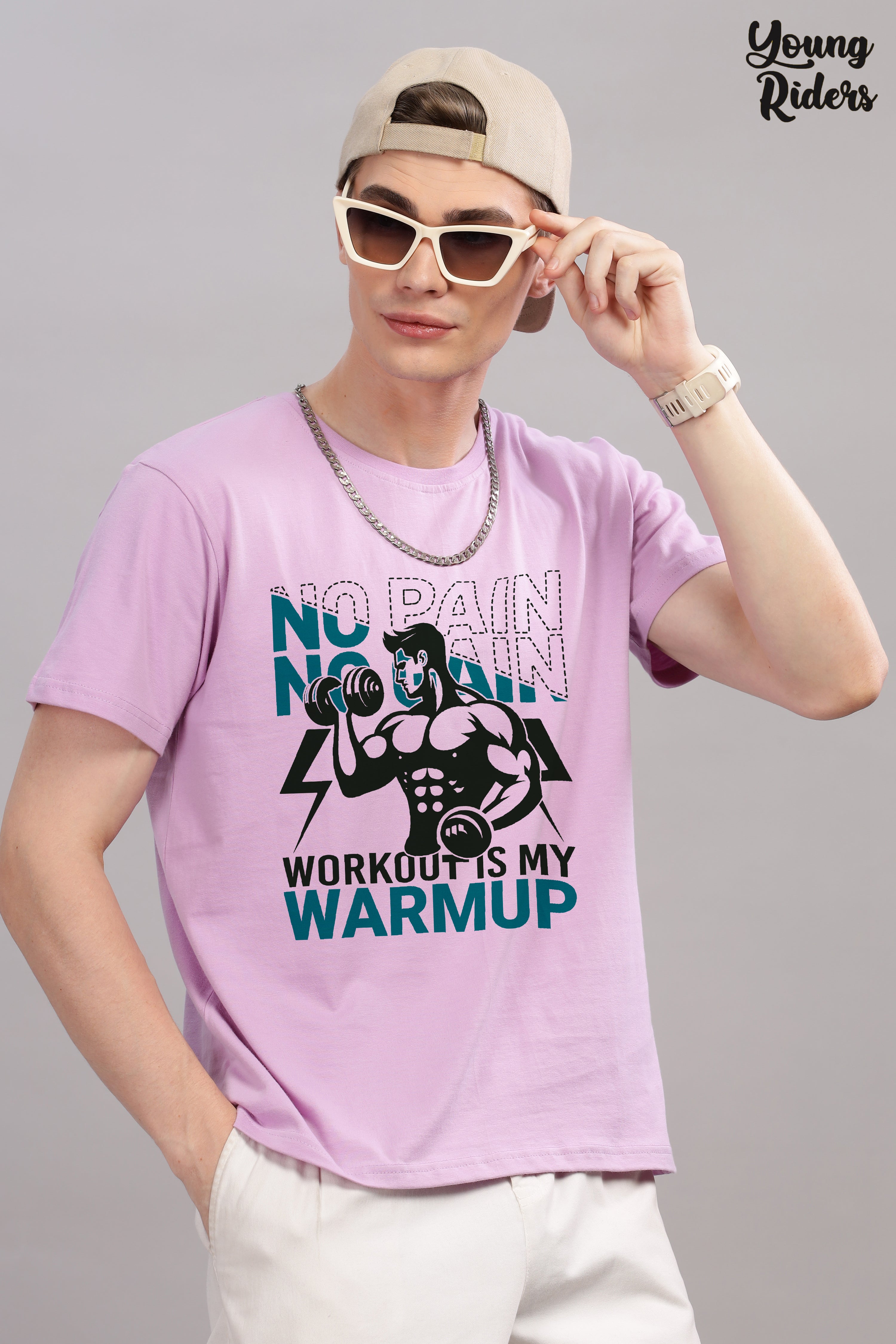 No Pain No Gain printed T-Shirt-Lavender