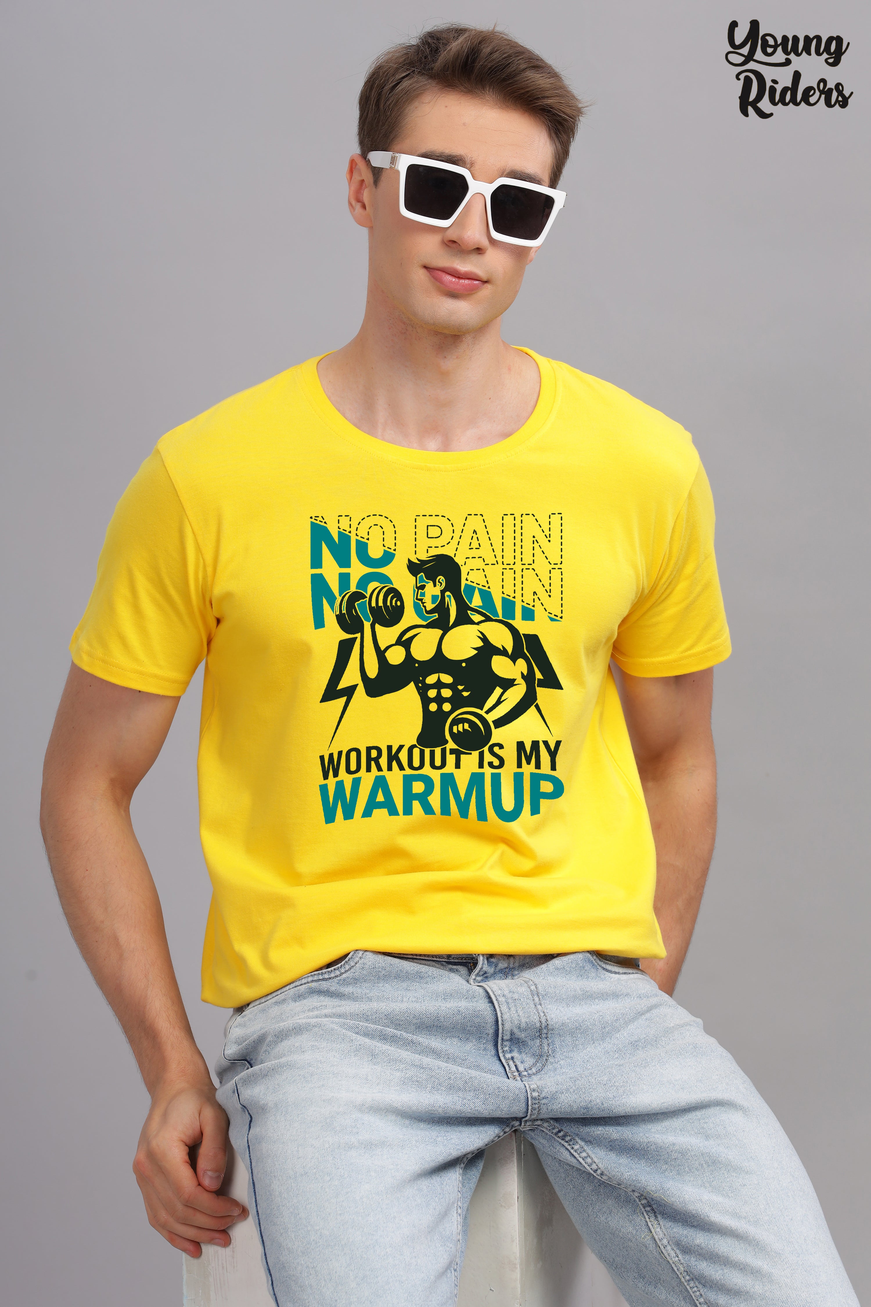 No Pain No Gain printed T-Shirt-Yellow