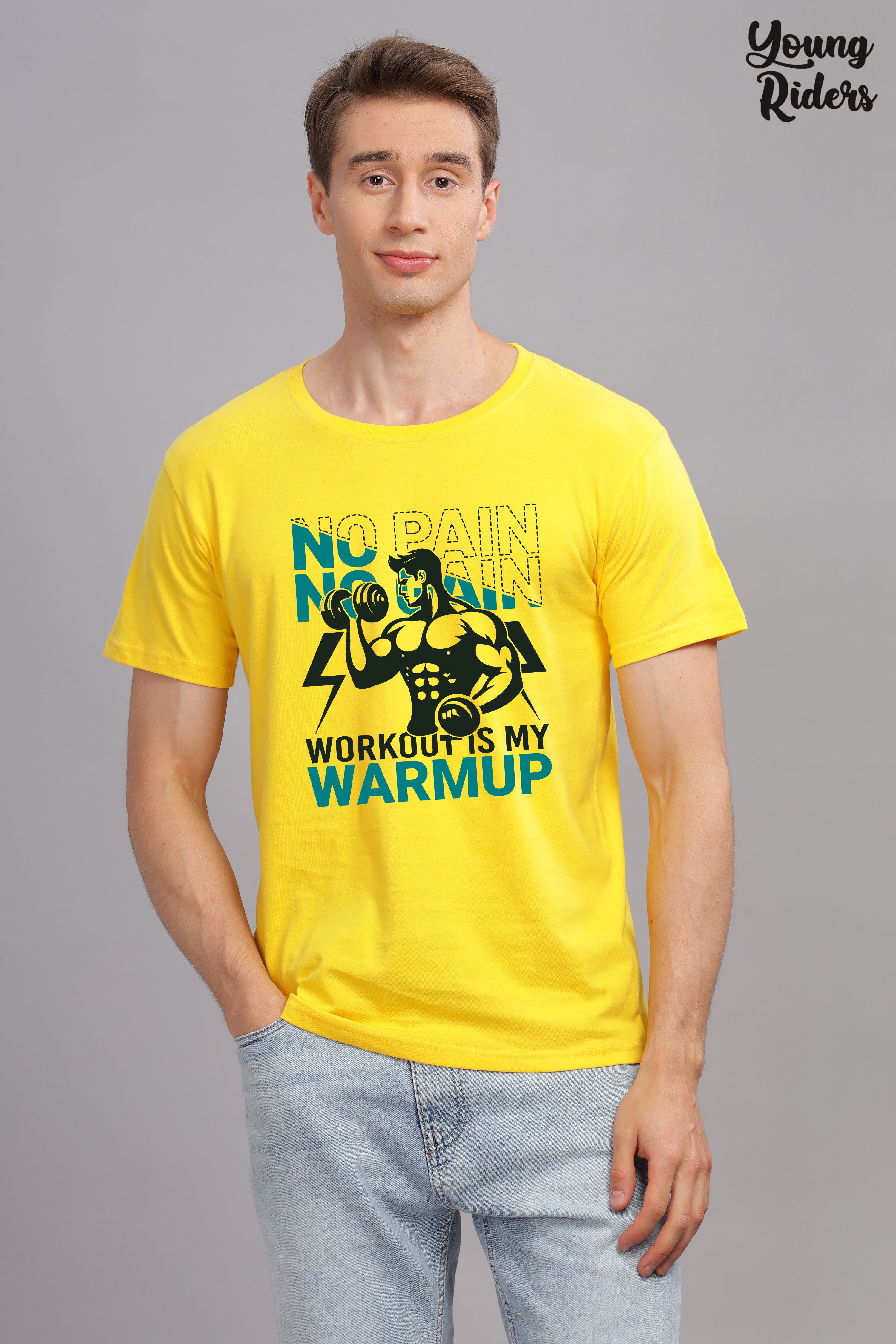 No Pain No Gain printed T-Shirt-Yellow