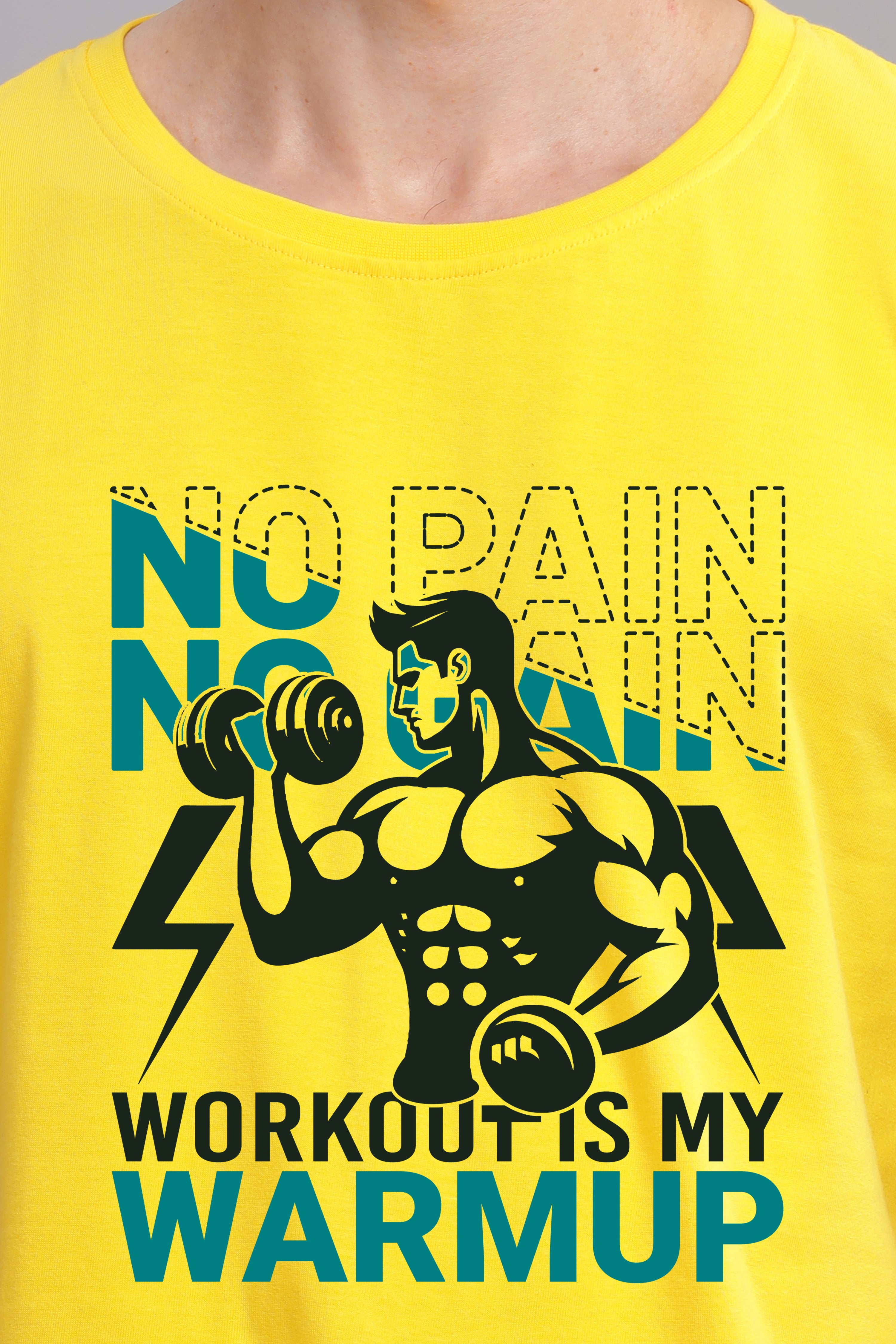 No Pain No Gain printed T-Shirt-Yellow