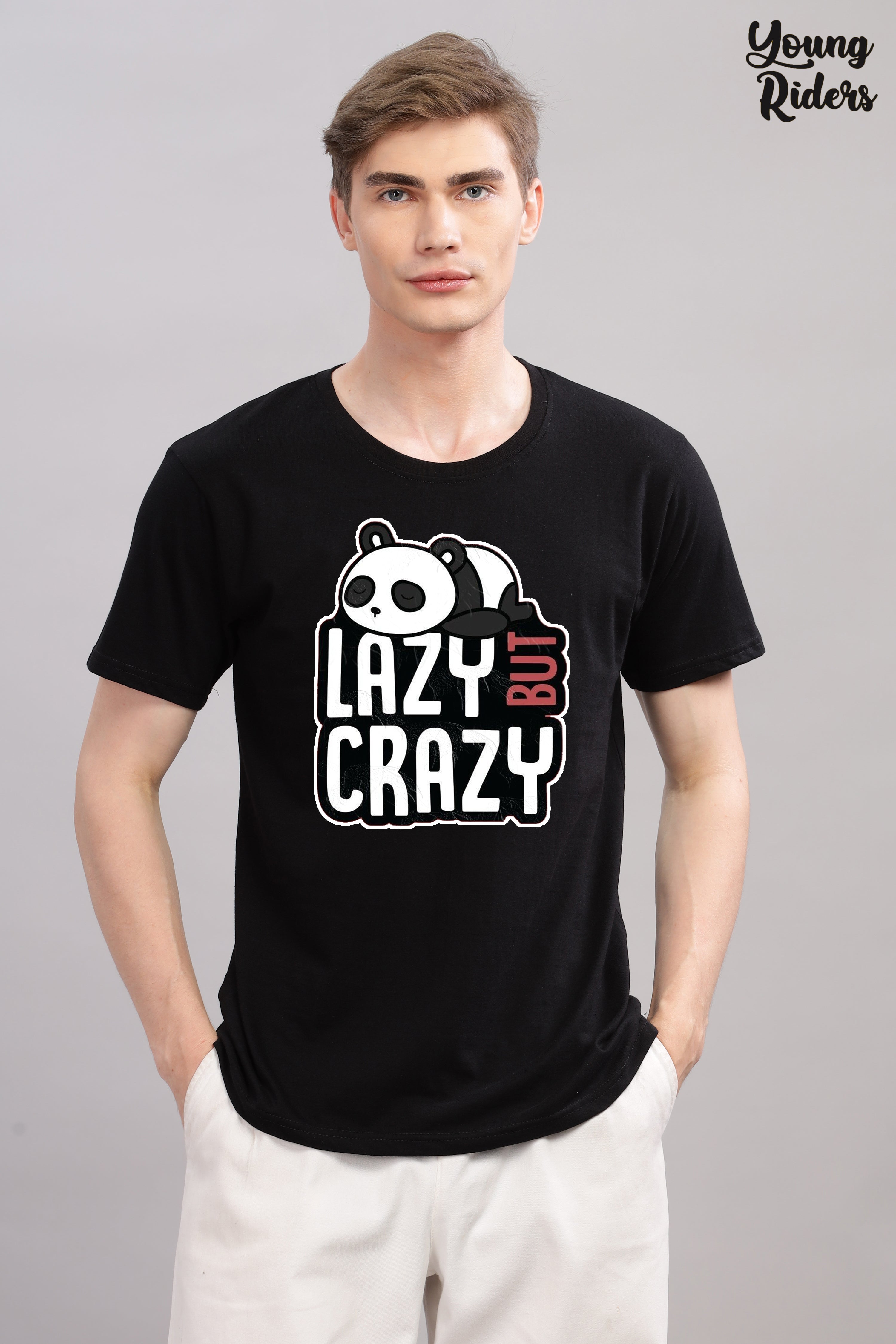 Lazy But Crazy Panda Printed T-Shirt-2