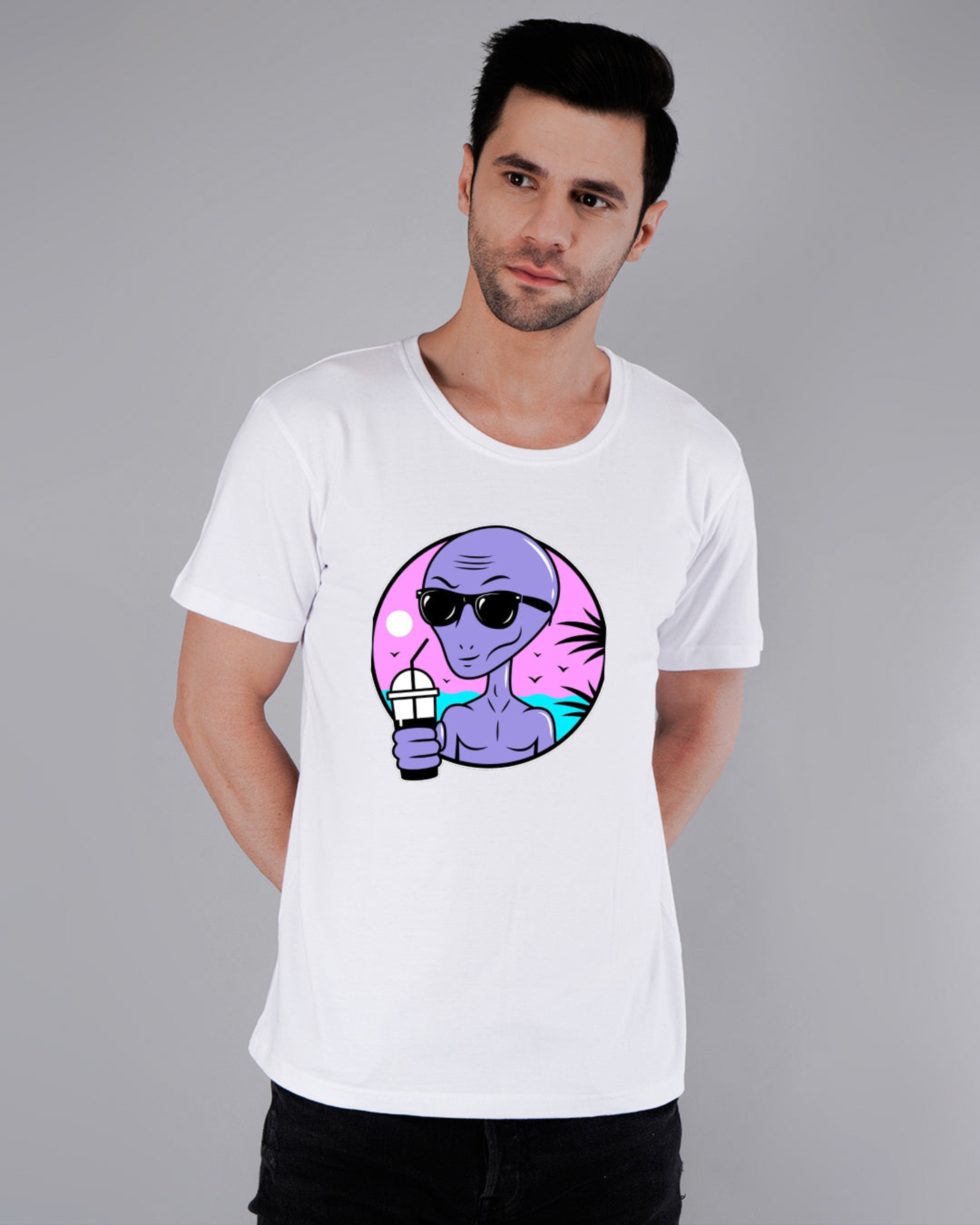 Cool Alien Printed T-shirt-White