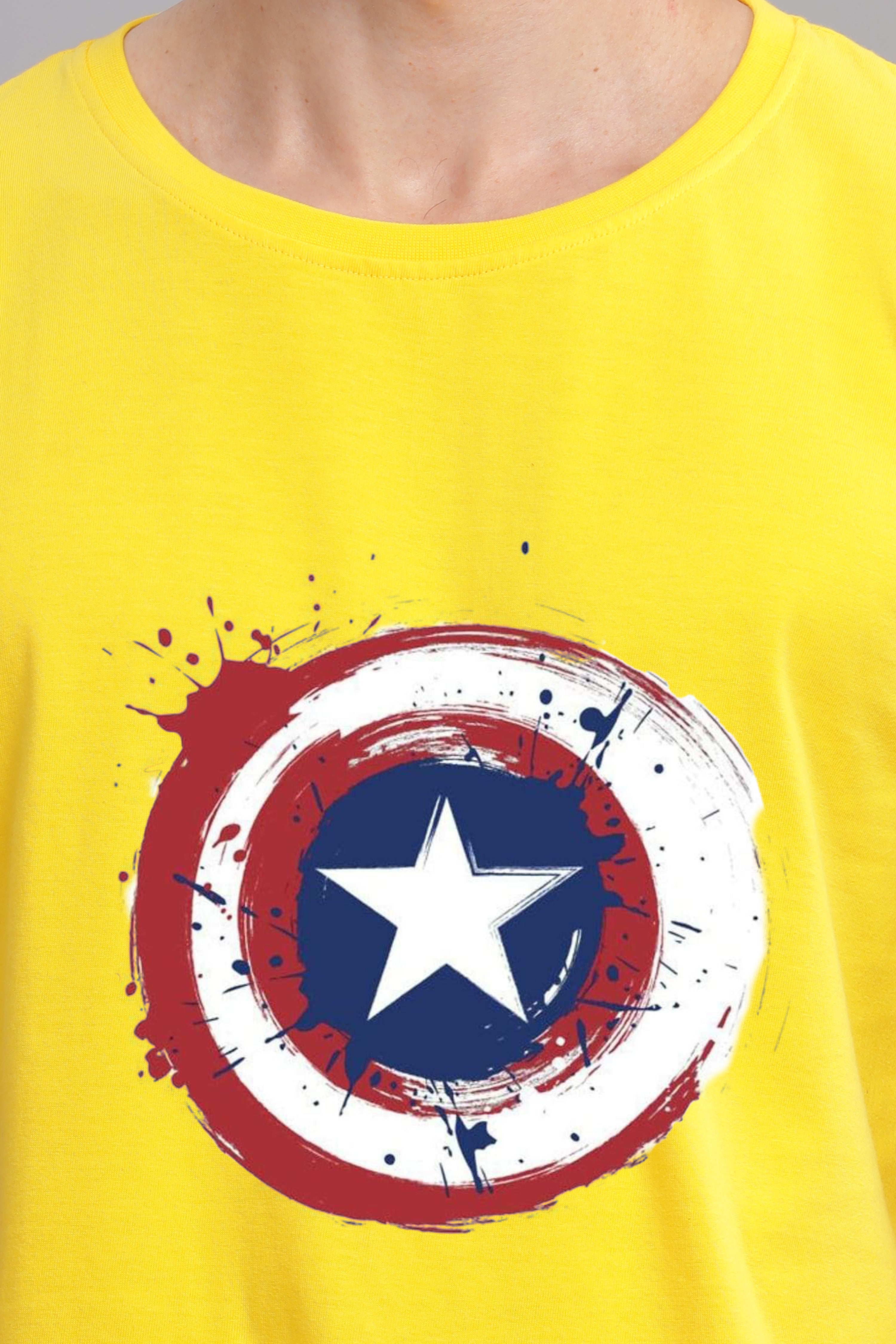 Captain America Printed T-shirt-Yello