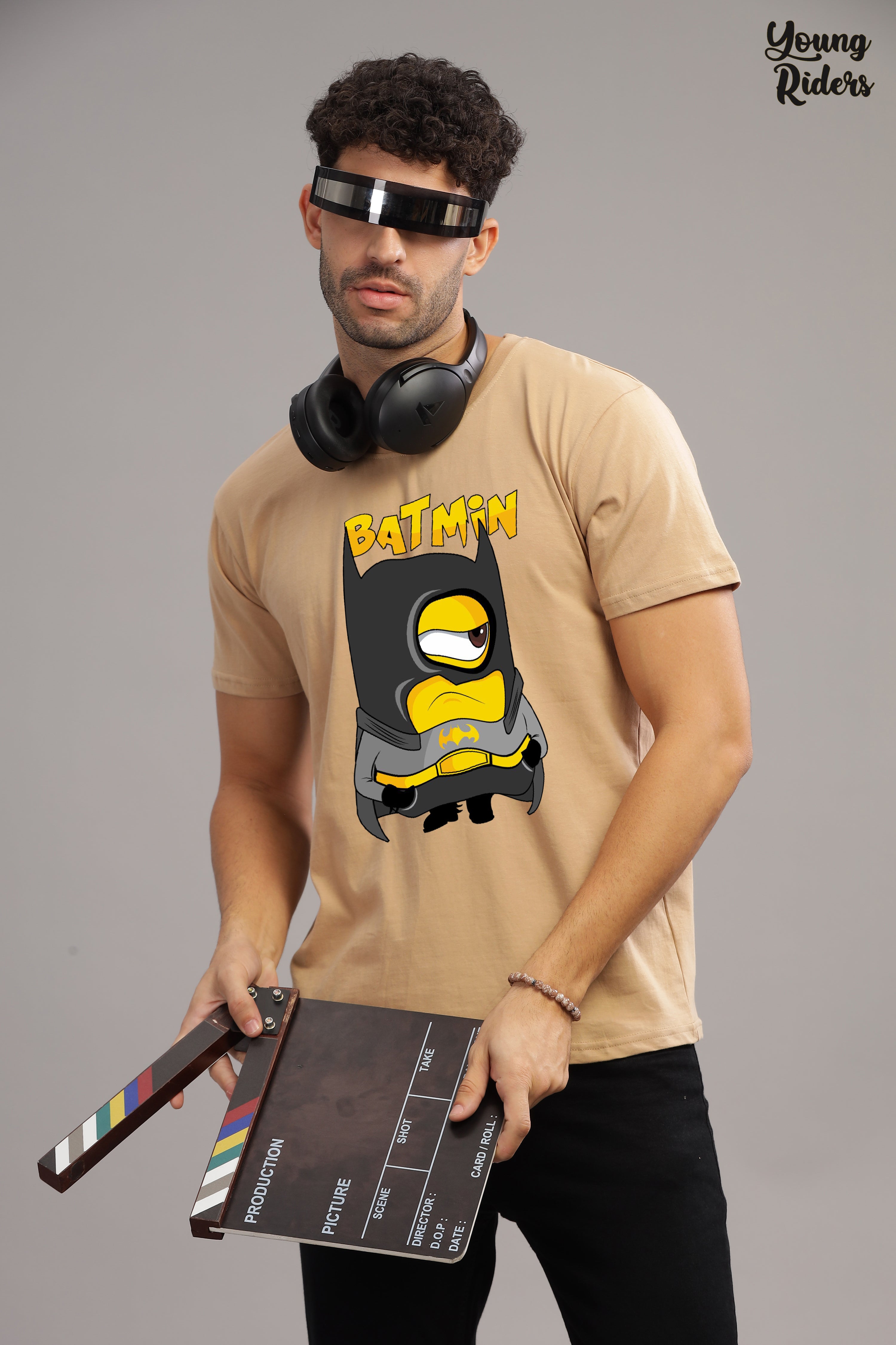 Funny Minion Batman Printed T-Shirt-Beige