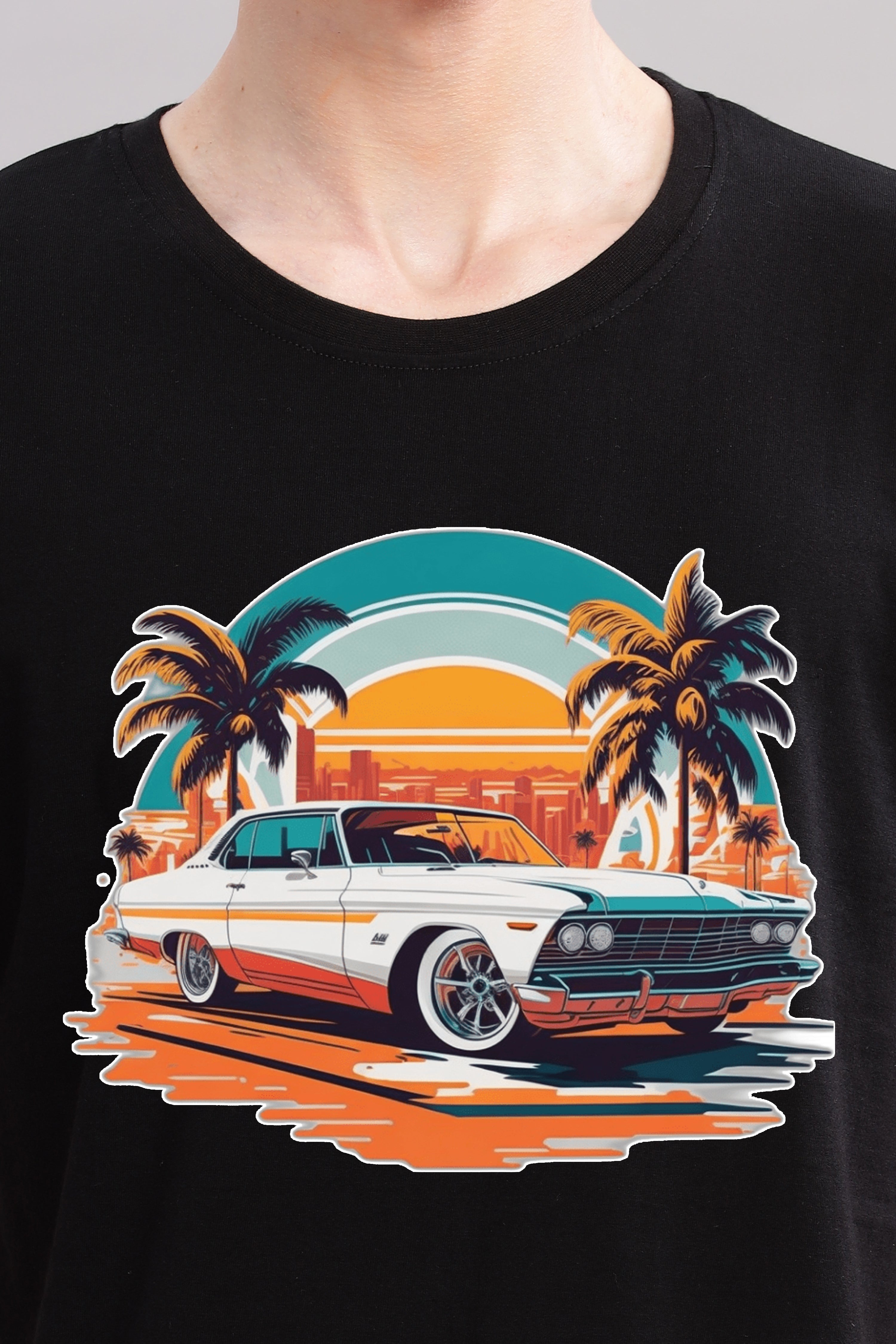 Classic Car Printed T-Shirt-Black